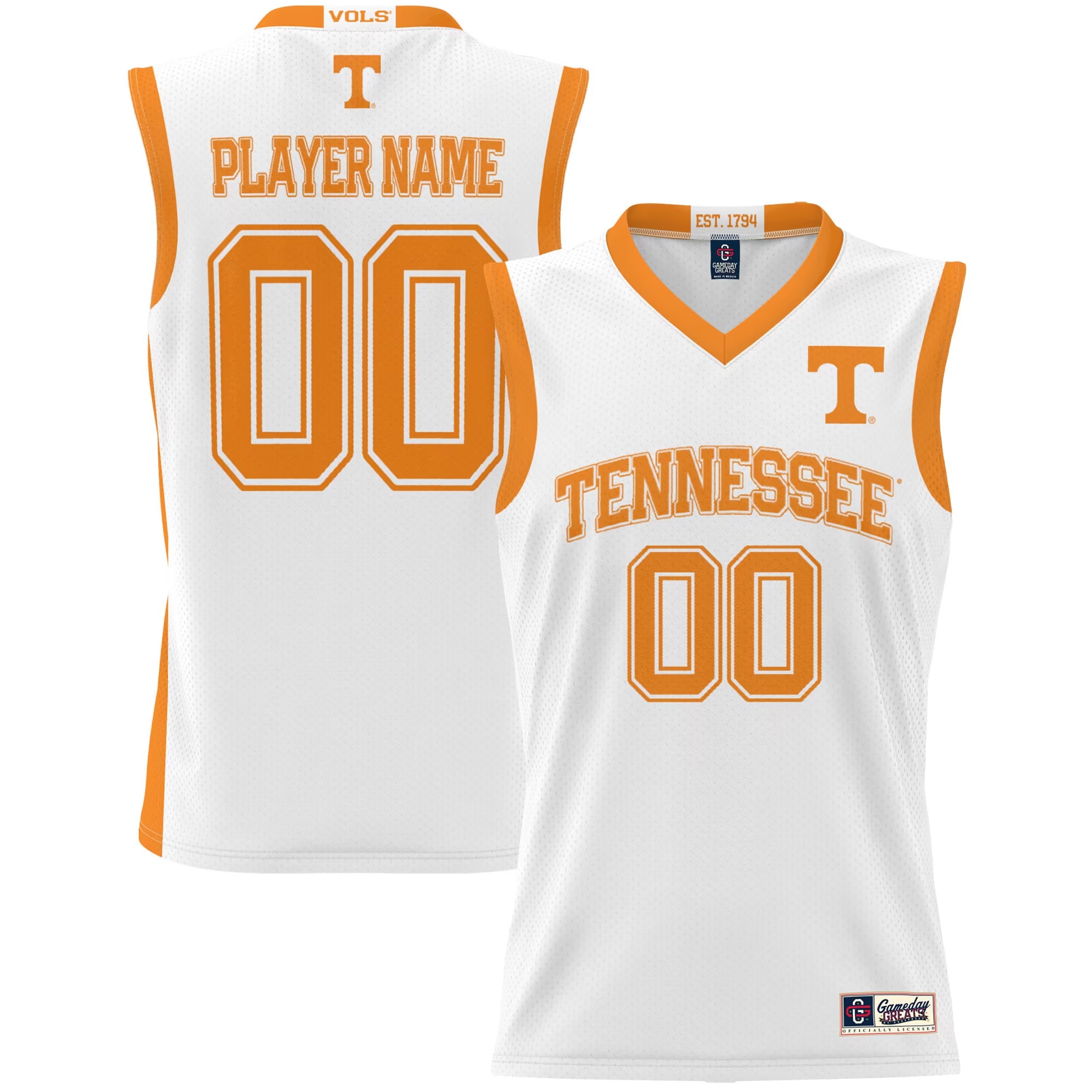 Hunk Wear - Tennessee Volunteers GameDay Greats Unisex Lightweight NIL Pick-A-Player Women's Basketball Jersey - White