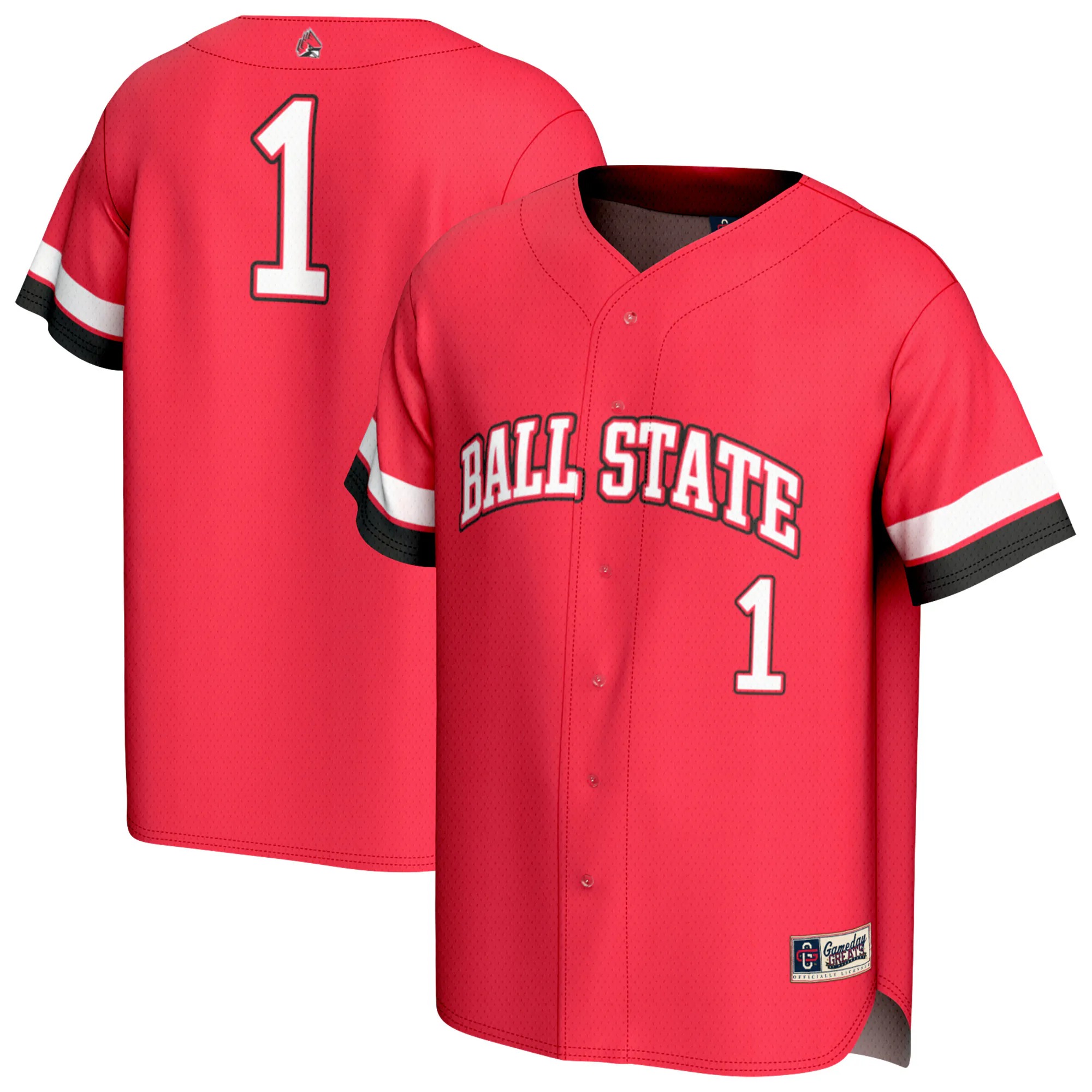 Hunk Wear - #1 Ball State Cardinals GameDay Greats Unisex Lightweight Collegiate Baseball Fashion Jersey - Cardinal
