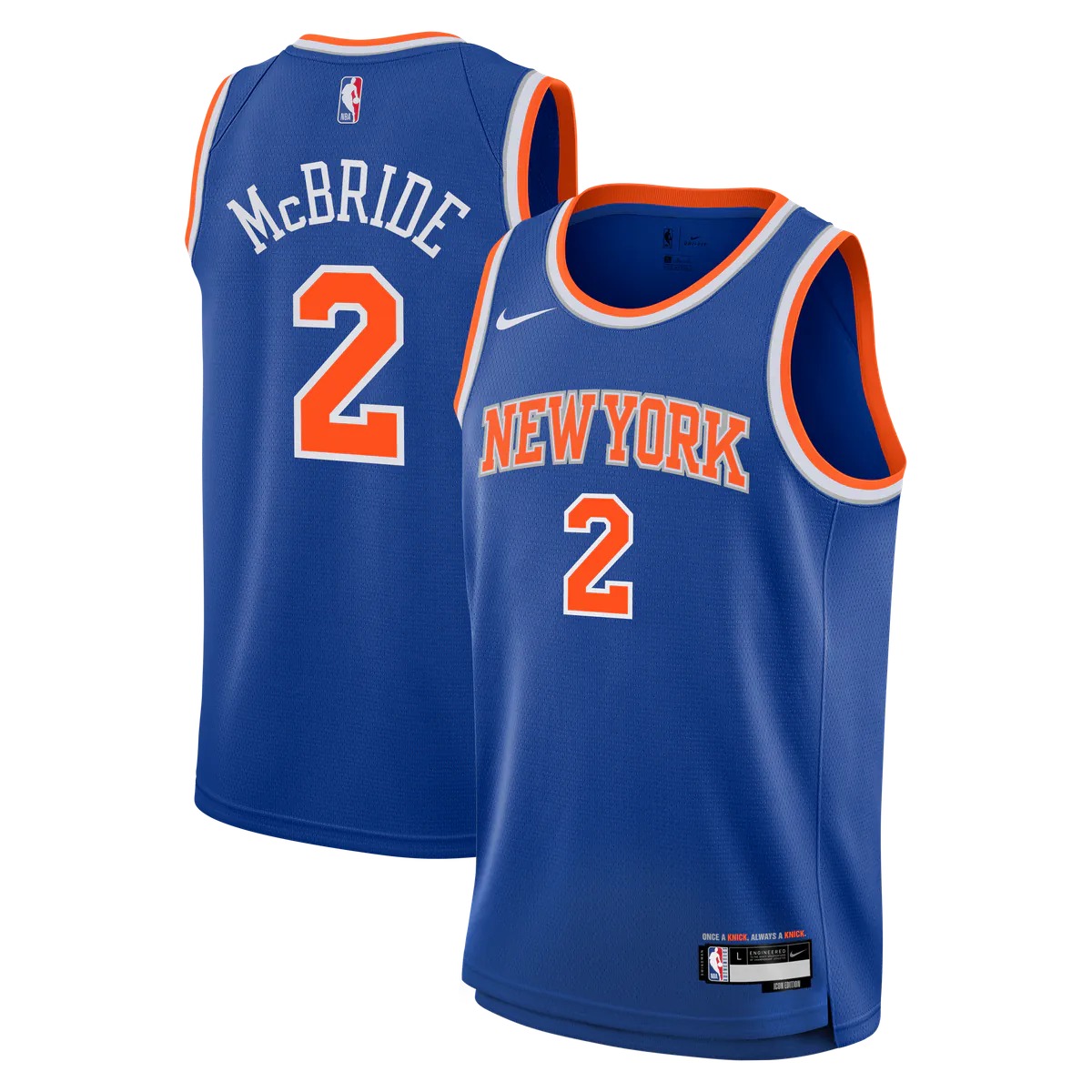 Hunk Wear - Miles McBride New York Knicks Nike Youth Swingman Jersey - Icon Edition - Blue