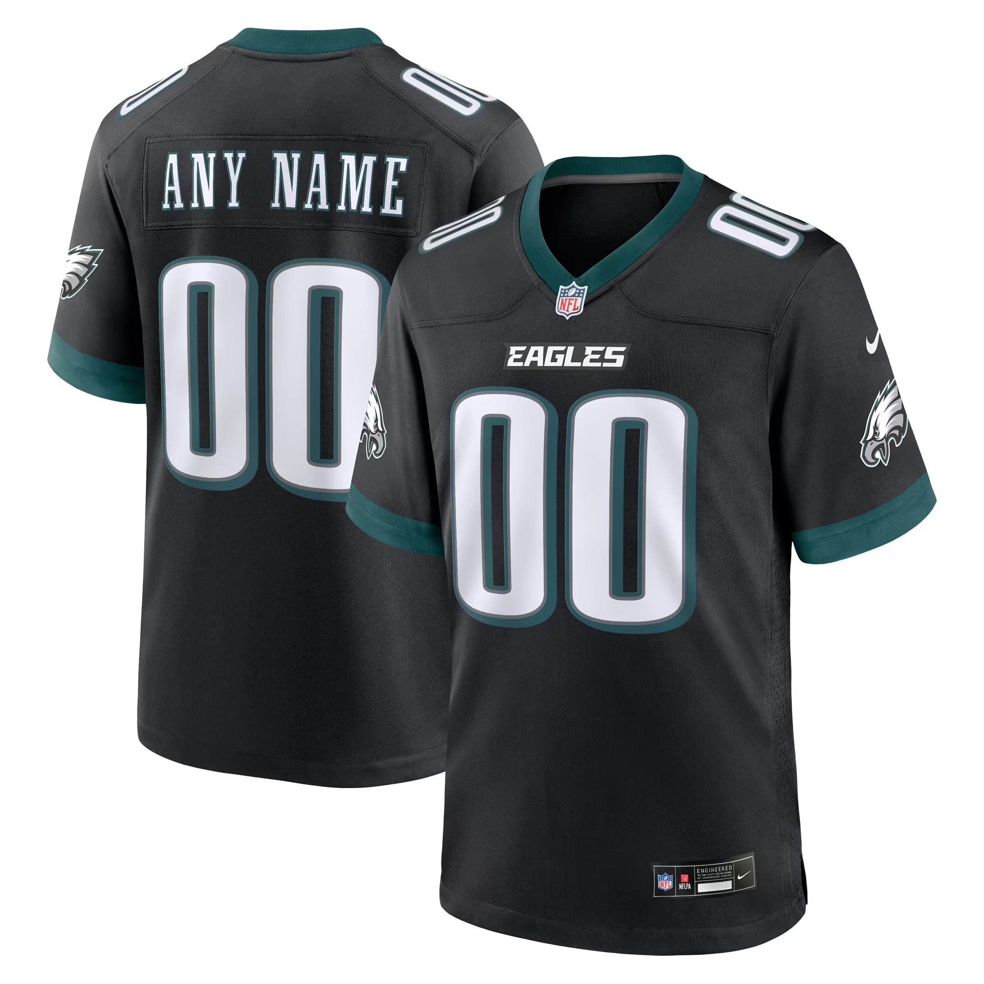 Hunk Wear - Philadelphia Eagles Nike Alternate Custom Game Jersey - Black