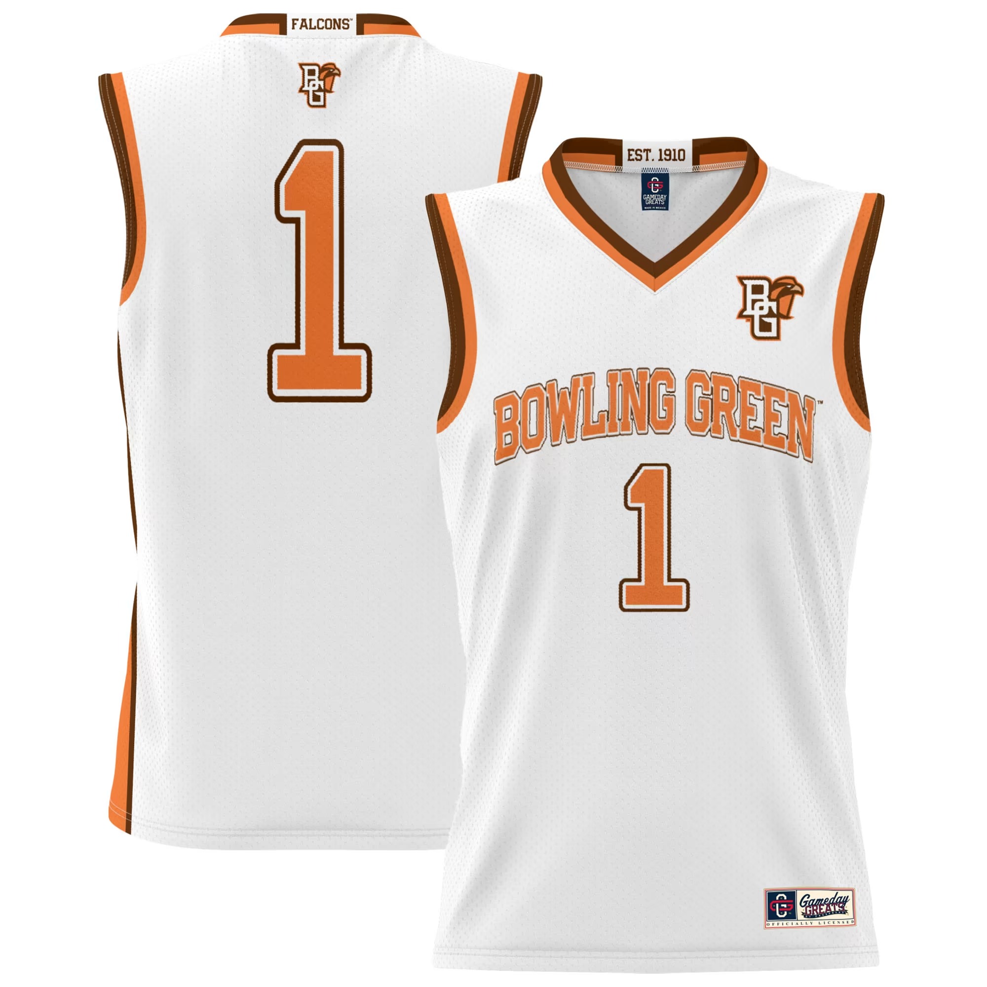 Hunk Wear - #1 Bowling Green St. Falcons GameDay Greats Youth Lightweight Basketball Jersey - White