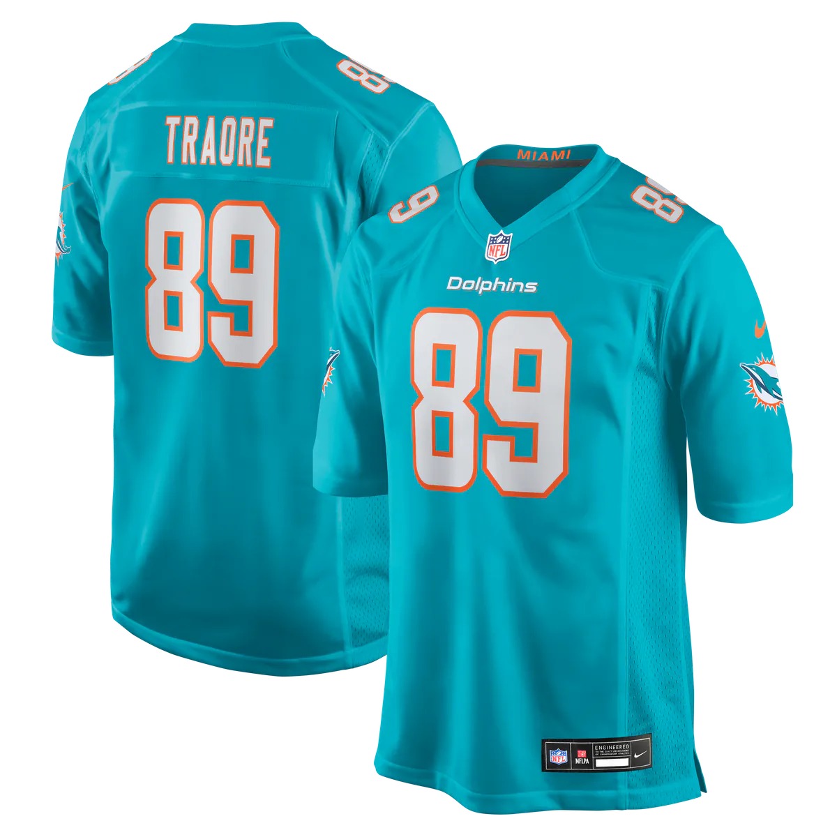 Hunk Wear - Seydou Traore Miami Dolphins Nike Team Game Jersey - Aqua