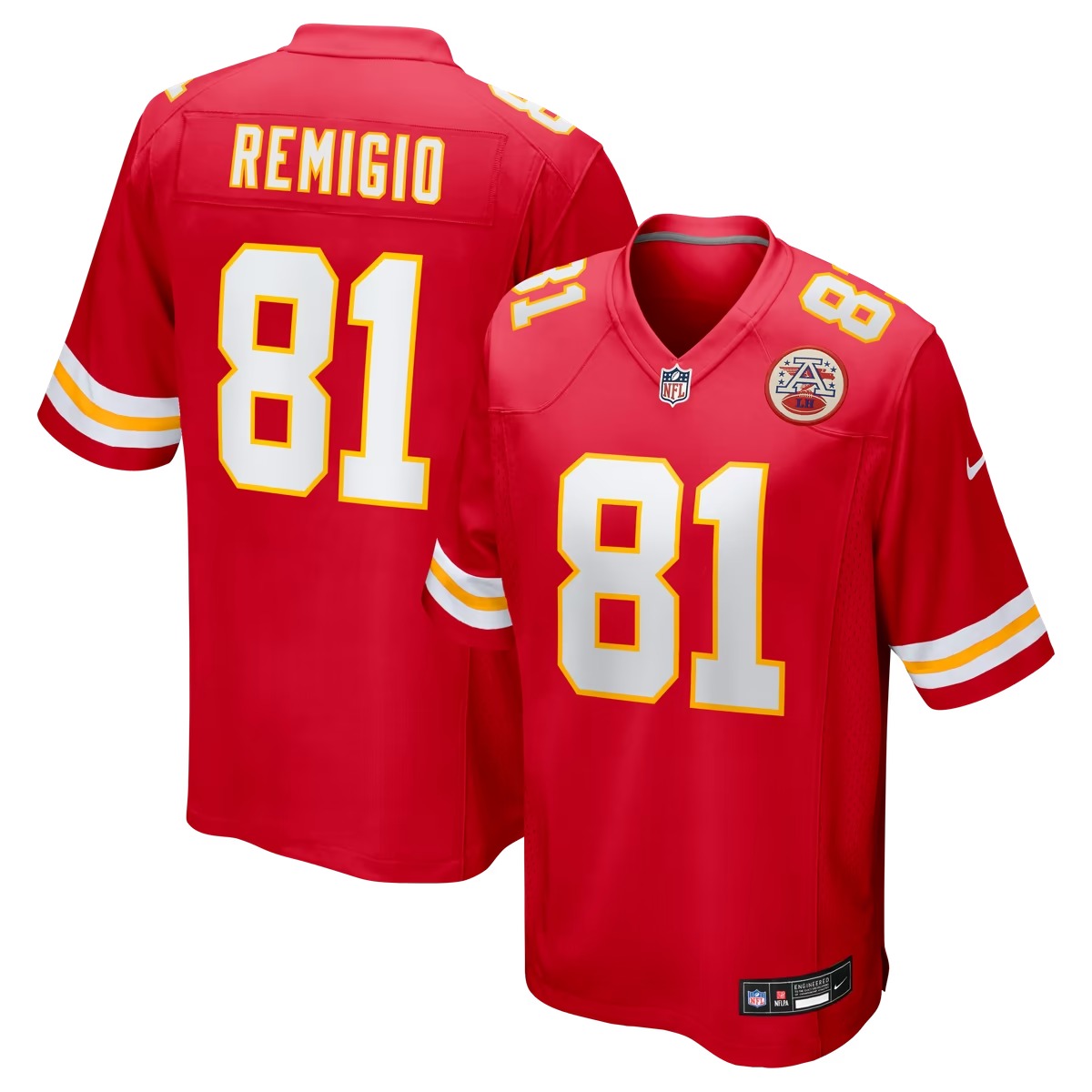 Hunk Wear - Nikko Remigio Kansas City Chiefs Nike Team Game Jersey - Red