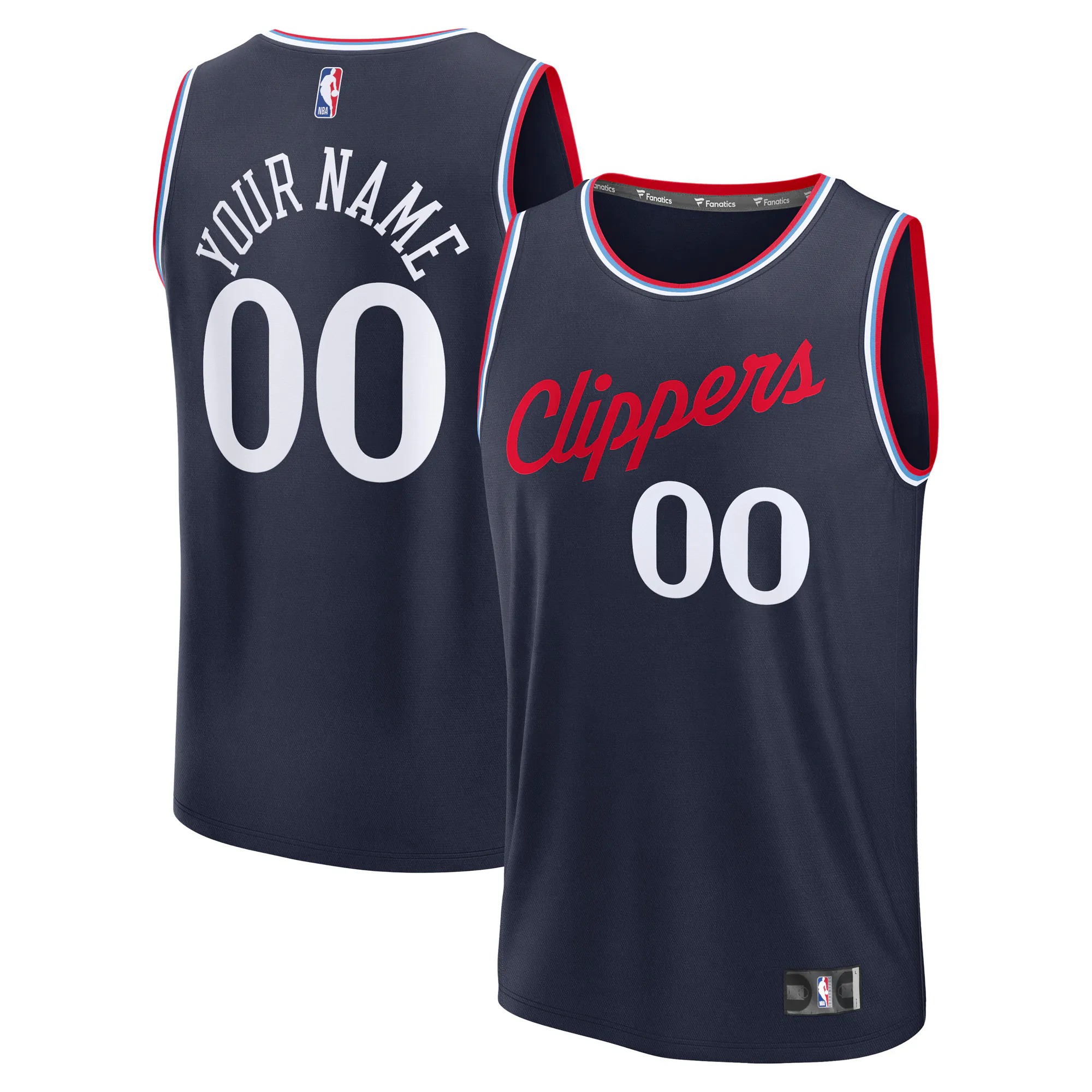 Hunk Wear - LA Clippers Fanatics Fast Break Custom Jersey - Icon Edition - Navy
