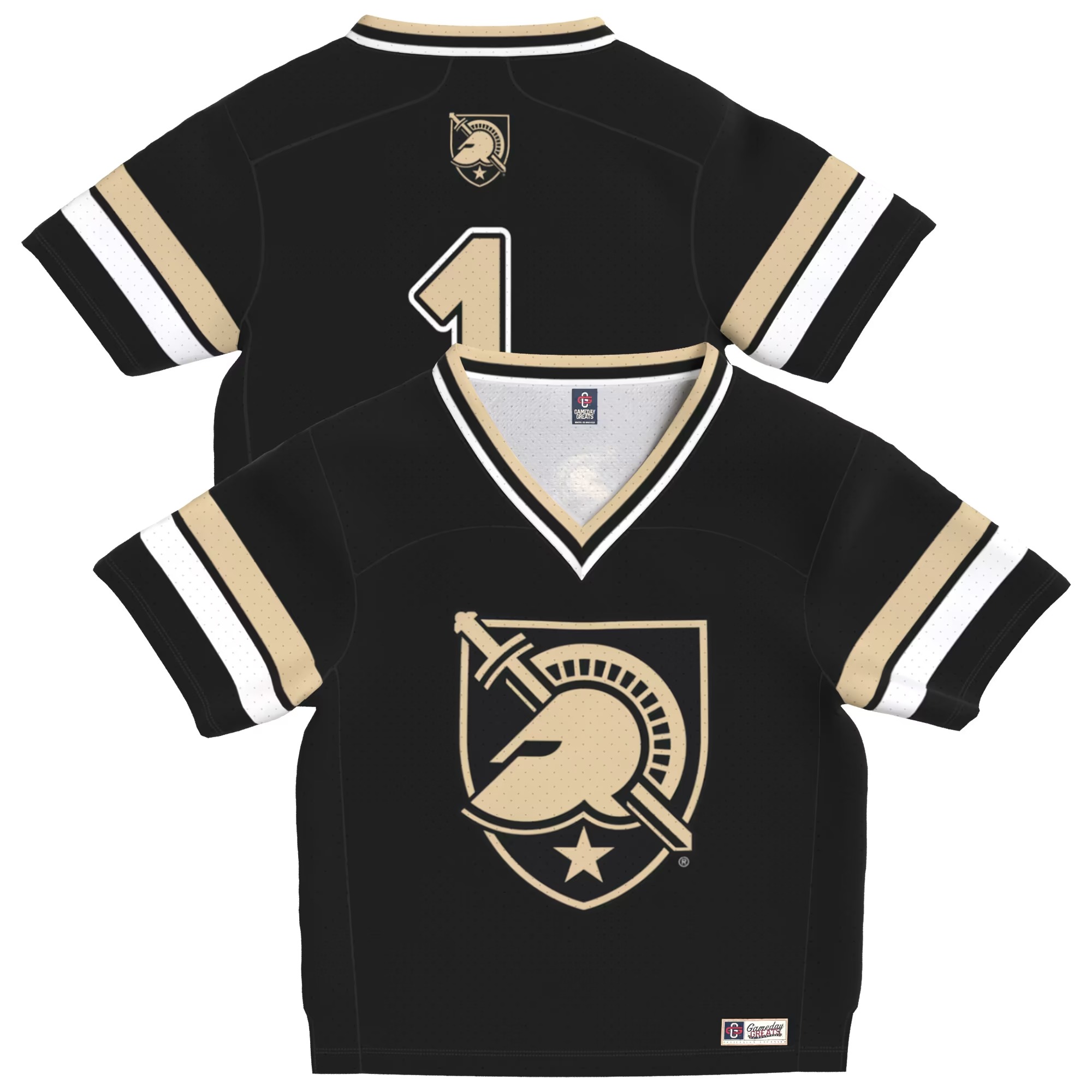 Hunk Wear - Army Black Knights GameDay Greats Toddler Lightweight Collegiate Football Fashion Jersey - Black