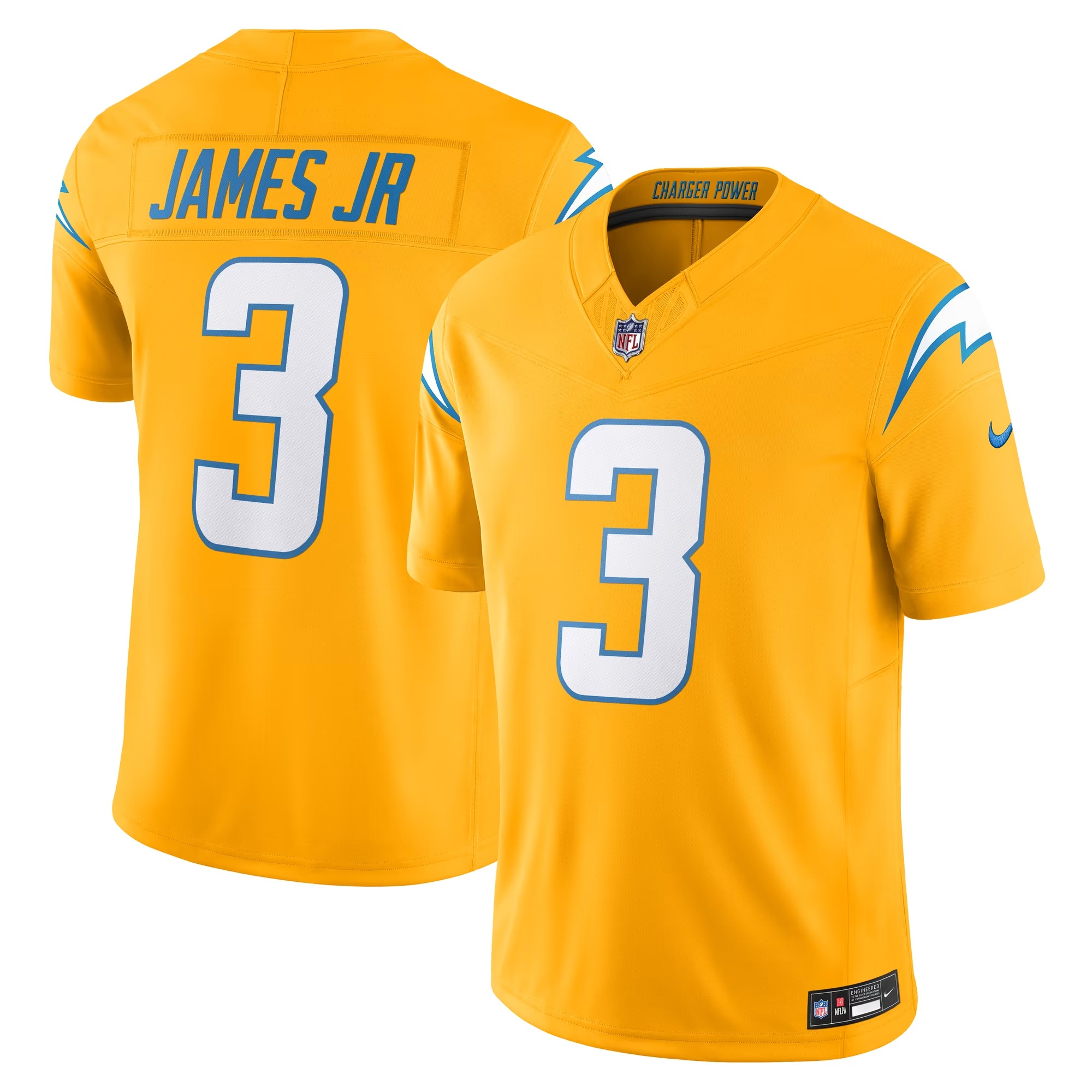 Hunk Wear - Derwin James Jr. Los Angeles Chargers Nike Alternate Charger Power Vapor F.U.S.E. Limited Jersey - Gold