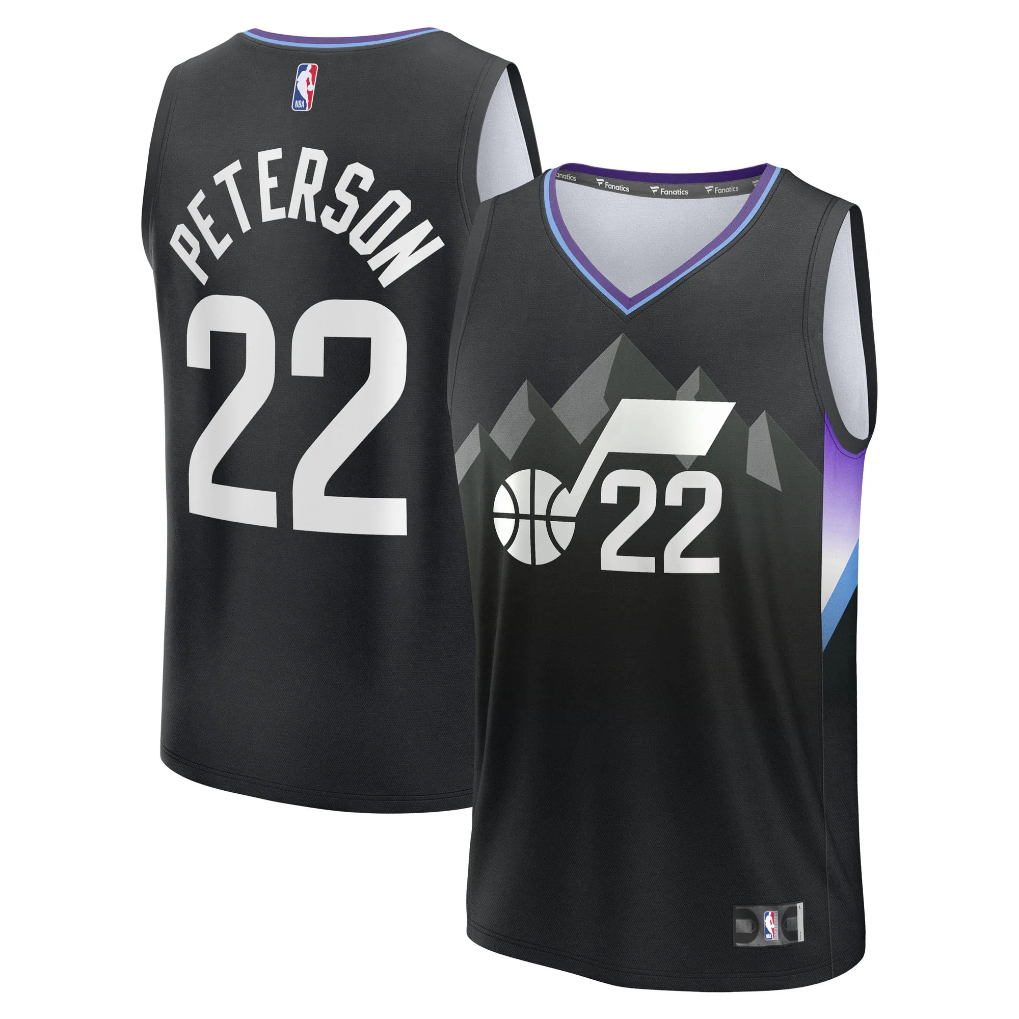 Hunk Wear - Darryn Peterson Utah Jazz Fanatics Youth Fast Break Replica Jersey - Black - Statement Edition