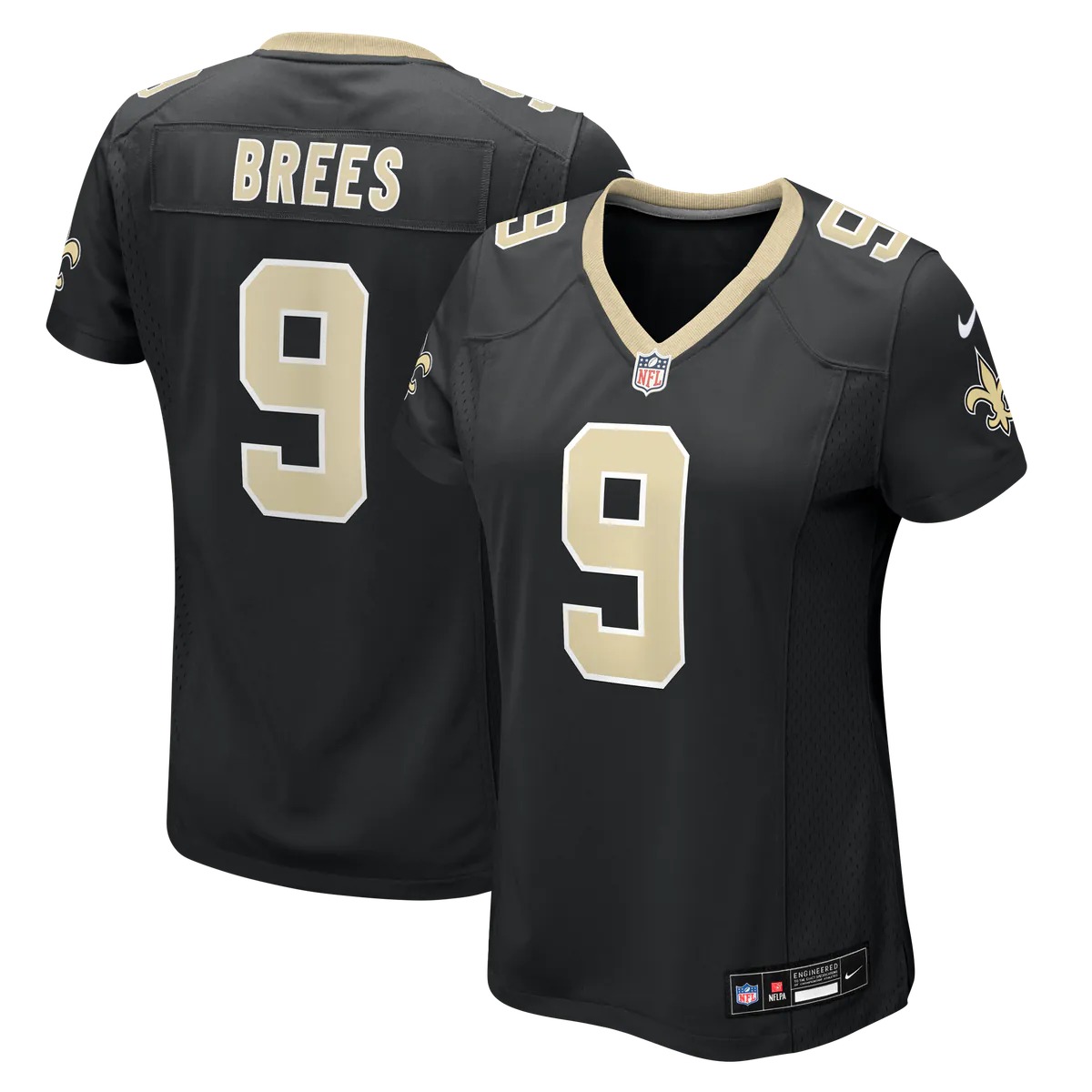 Hunk Wear - Drew Brees New Orleans Saints Nike Women's Team Game Jersey - Black