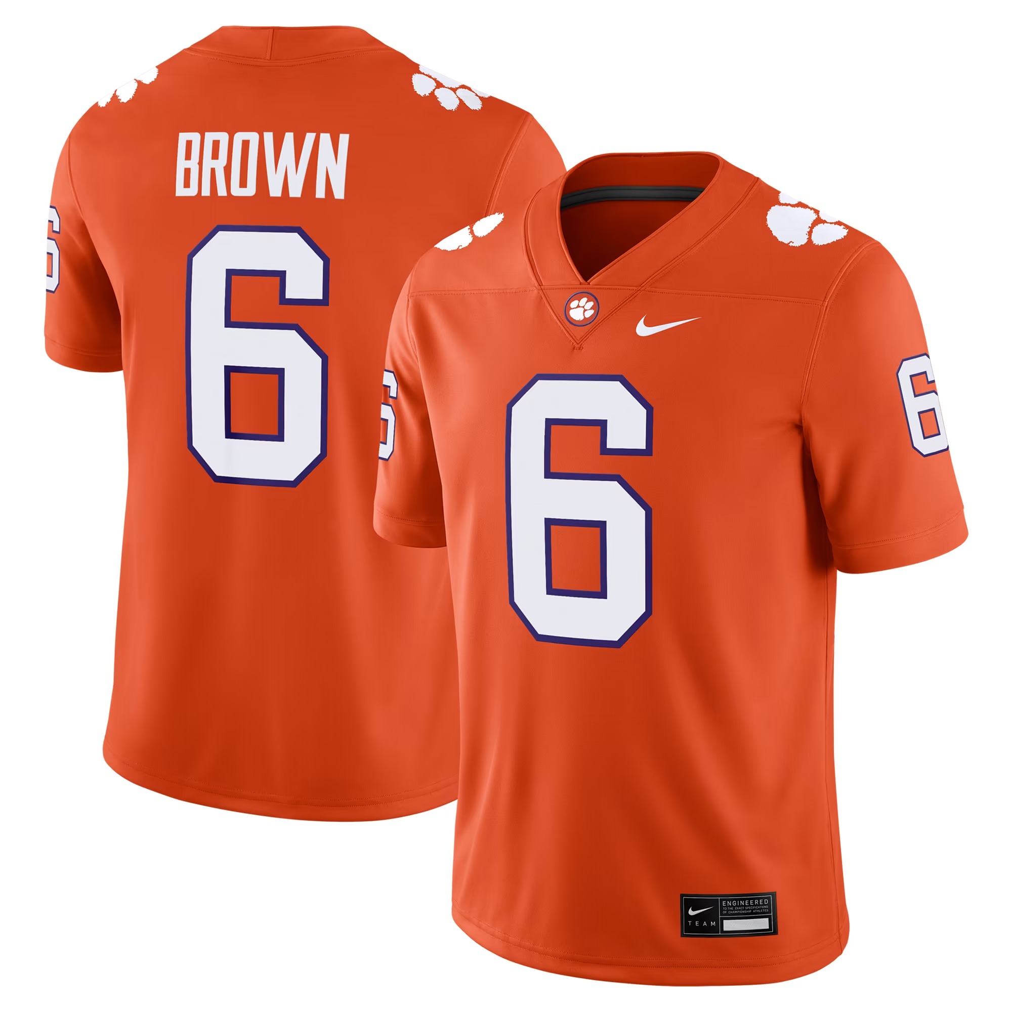 Hunk Wear - Tyler Brown Clemson Tigers Nike NIL Football Game Jersey - Orange