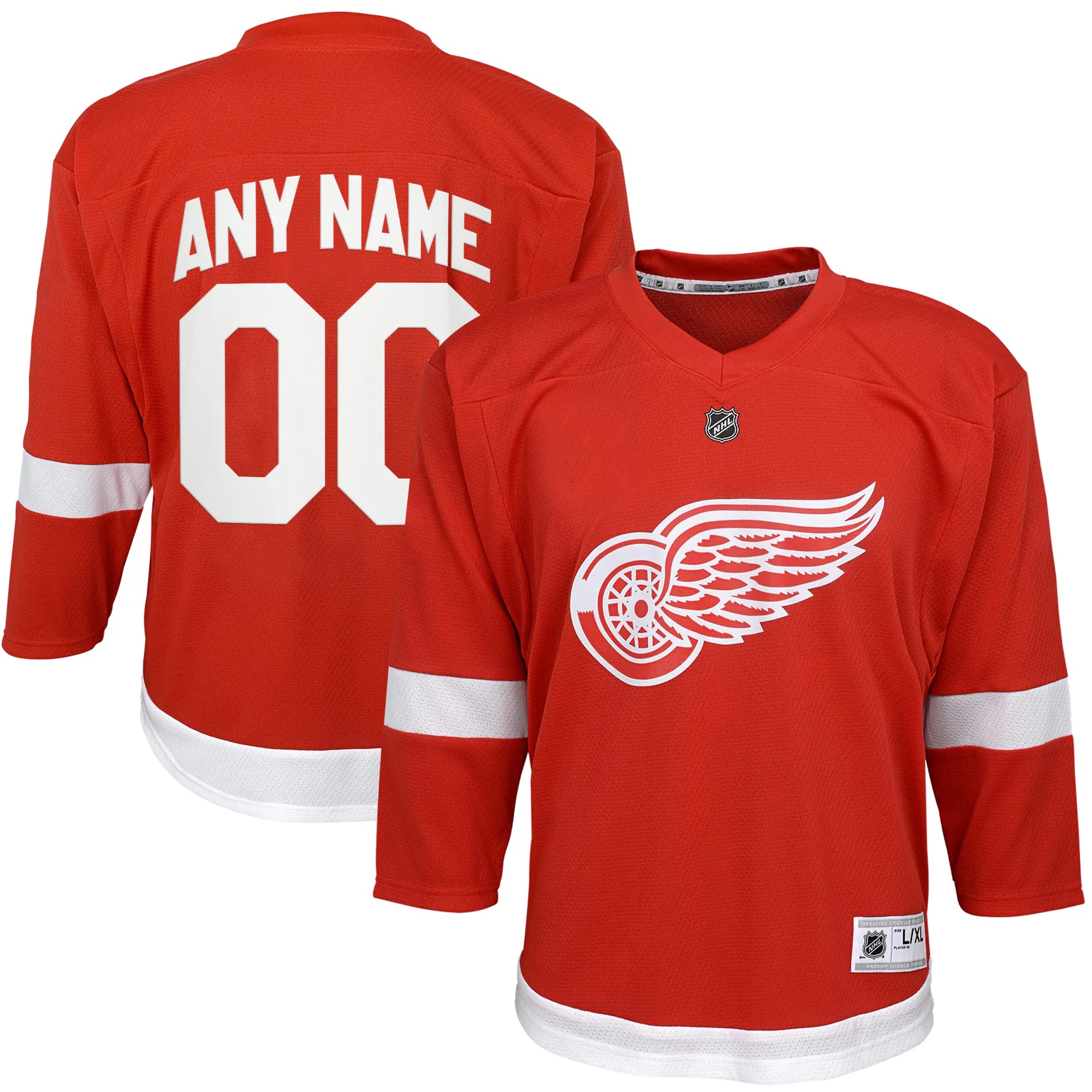 Hunk Wear - Detroit Red Wings Youth Home Replica Custom Jersey - Red
