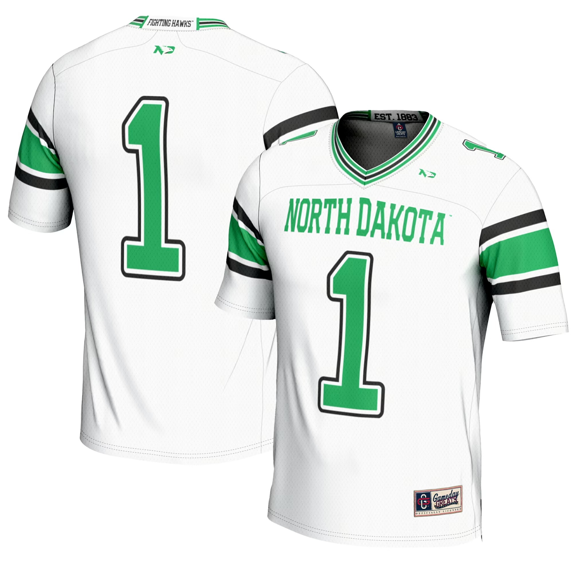 Hunk Wear - #1 North Dakota GameDay Greats Youth Endzone Football Jersey - White