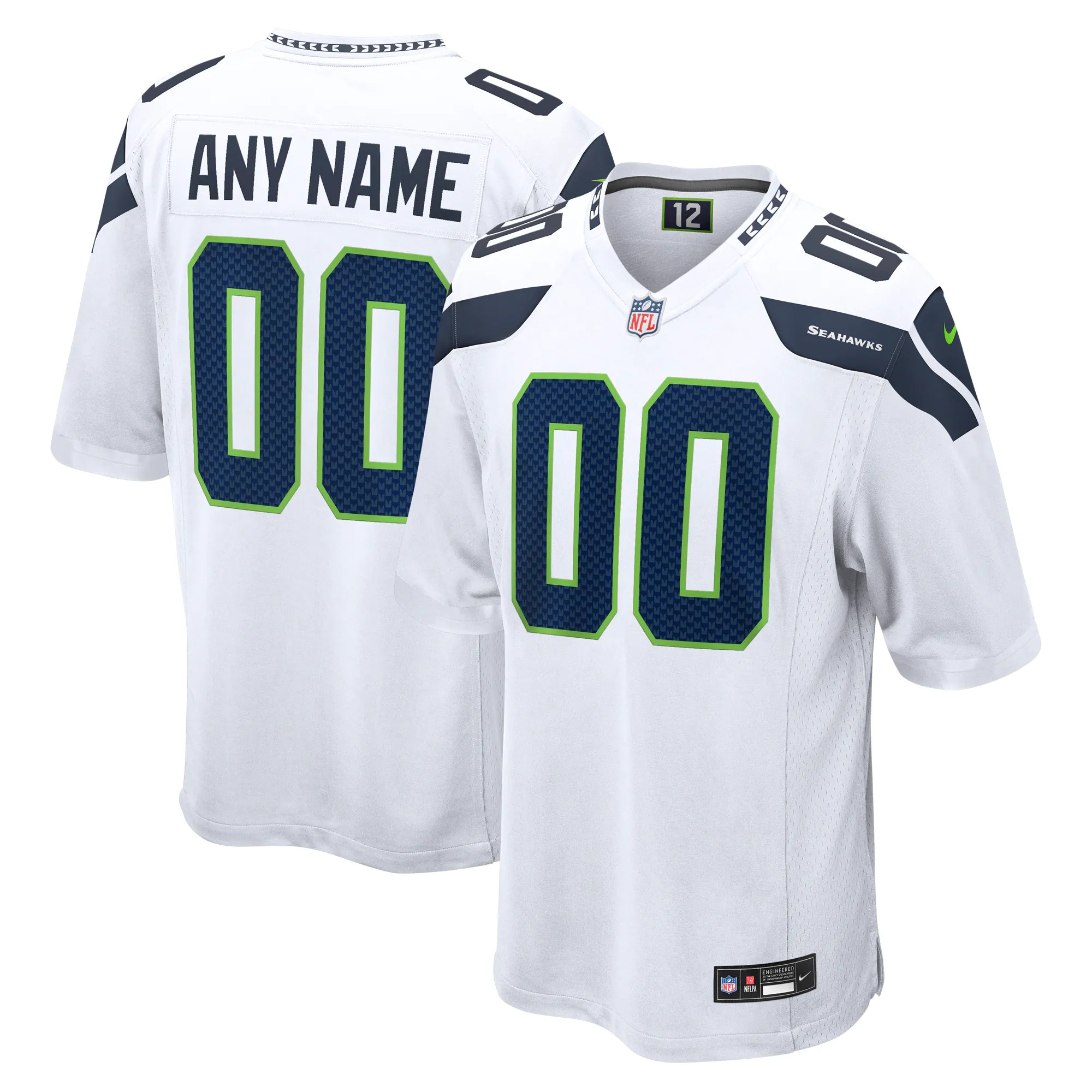 Hunk Wear - Seattle Seahawks Nike Custom Game Jersey - White