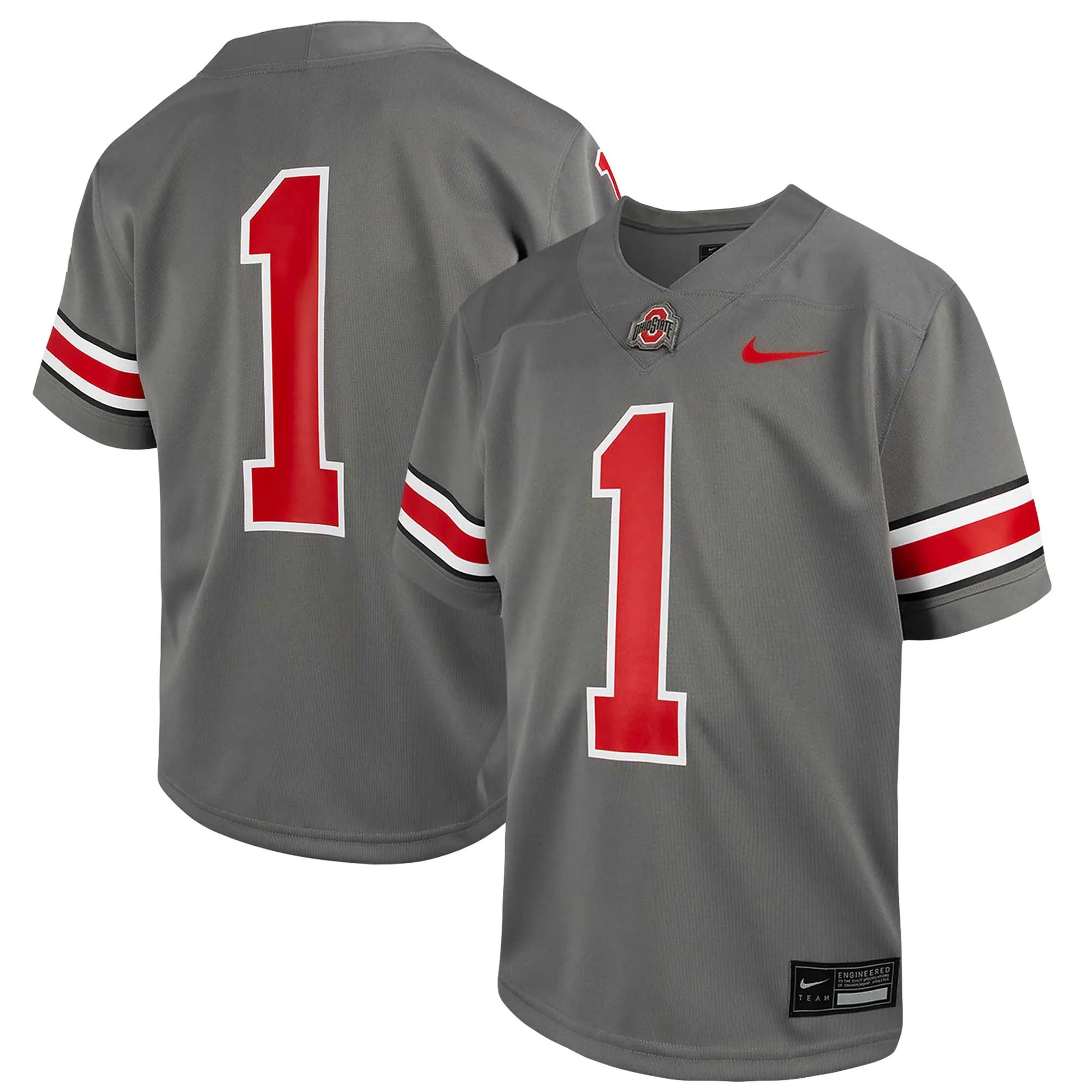 Hunk Wear - #1 Ohio State Buckeyes Nike Toddler Alternate Untouchable Replica Football Jersey - Steel