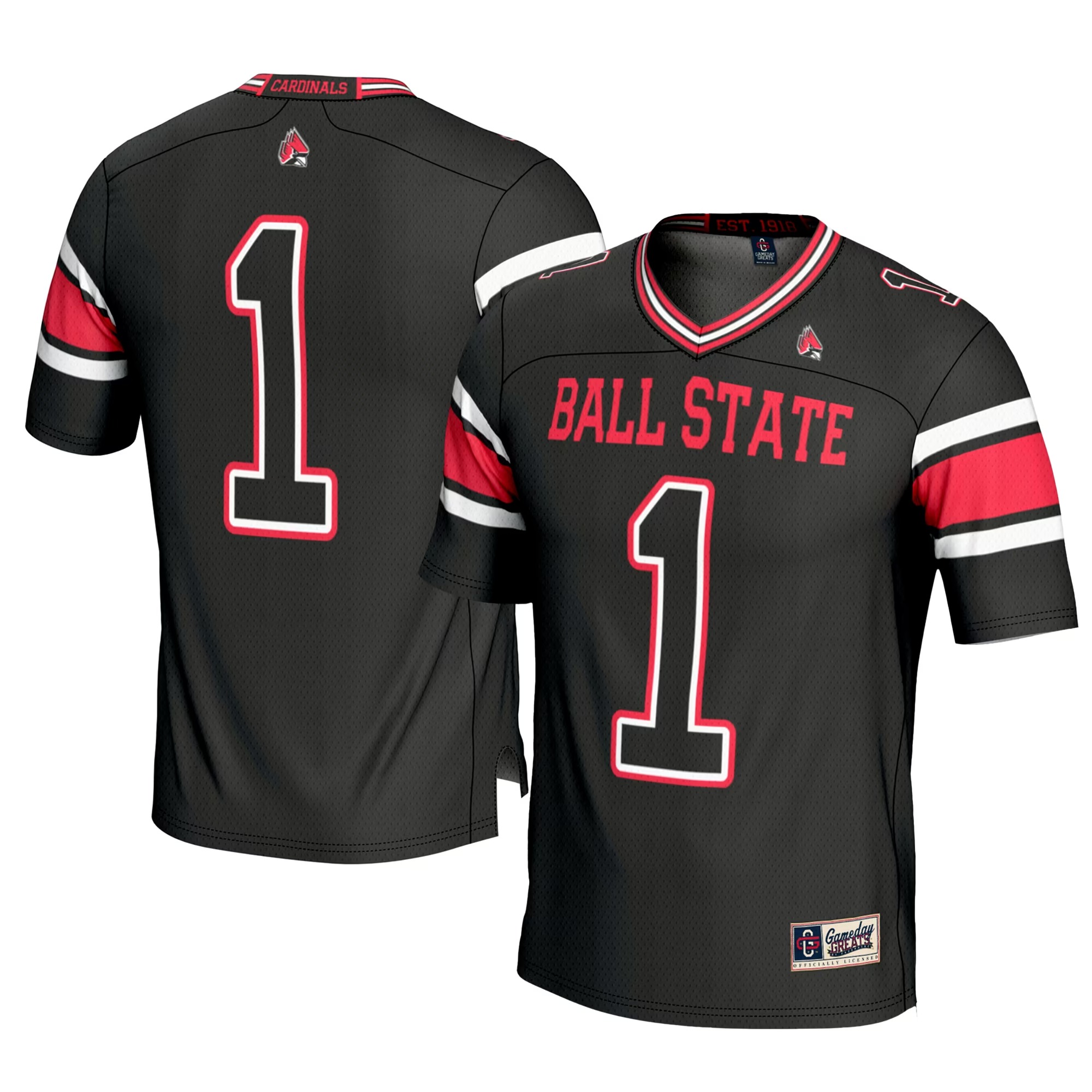 Hunk Wear - #1 Ball State Cardinals GameDay Greats Football Jersey - Black