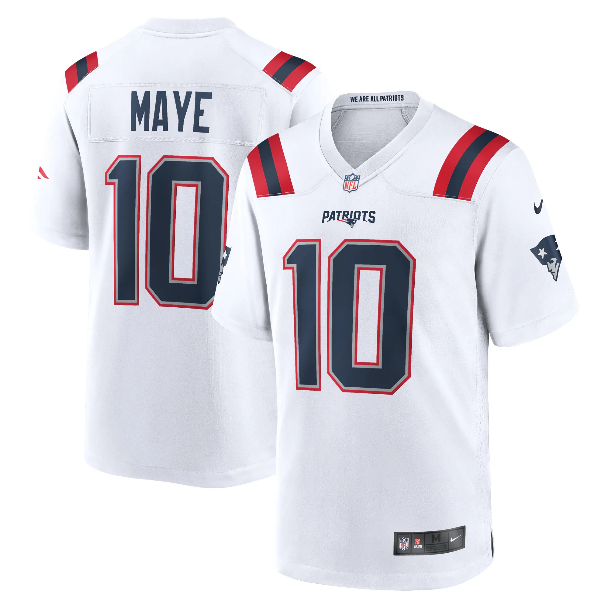 Hunk Wear - Drake Maye New England Patriots Nike Player Game Jersey - White
