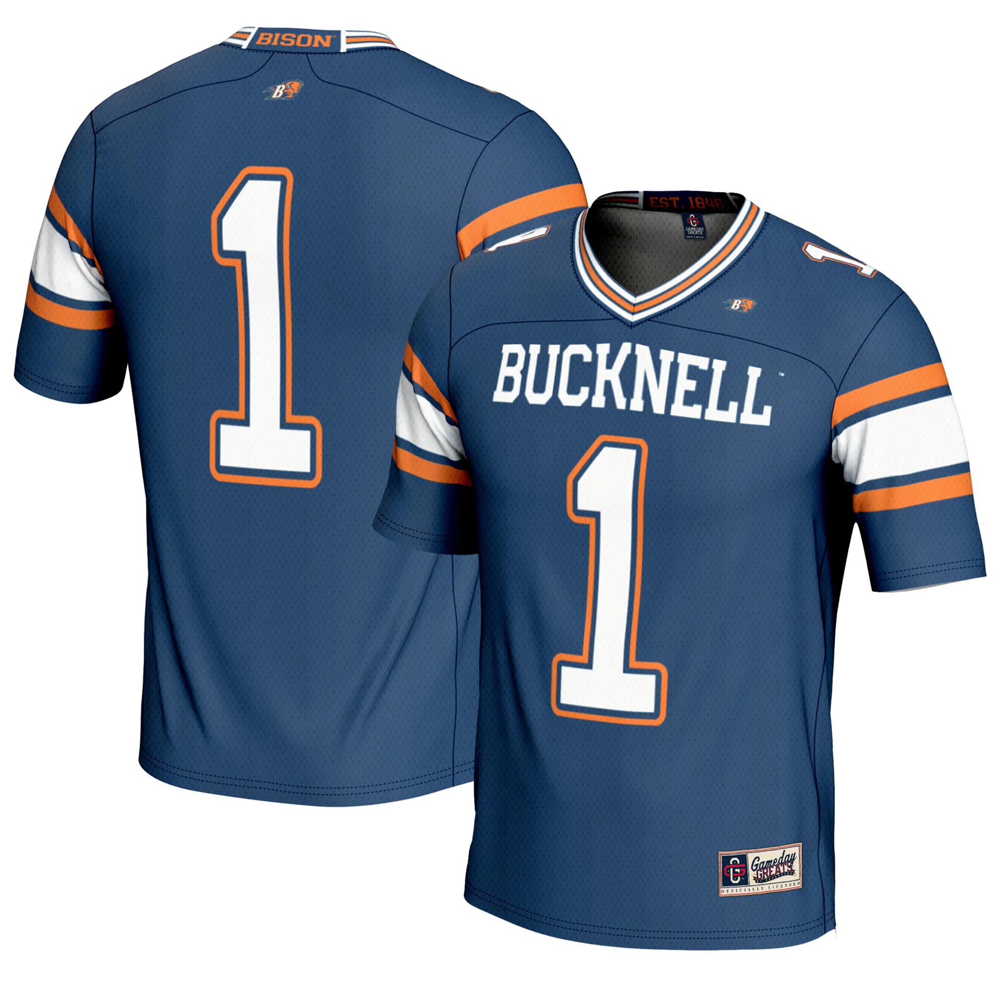 Hunk Wear - #1 Bucknell Bison GameDay Greats Youth Endzone Football Jersey - Blue