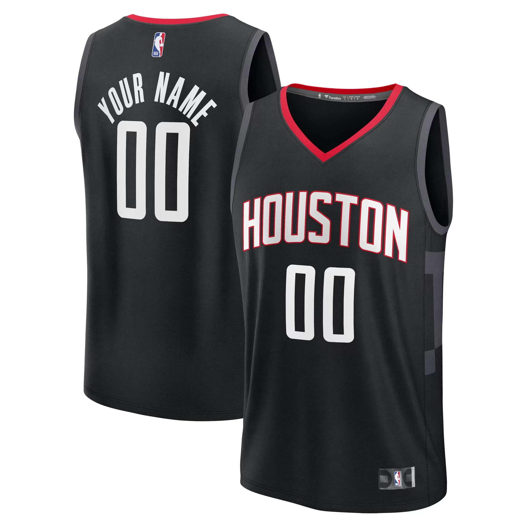 Hunk Wear - Houston Rockets Fanatics Youth Fast Break Custom Jersey - Statement Edition - Black