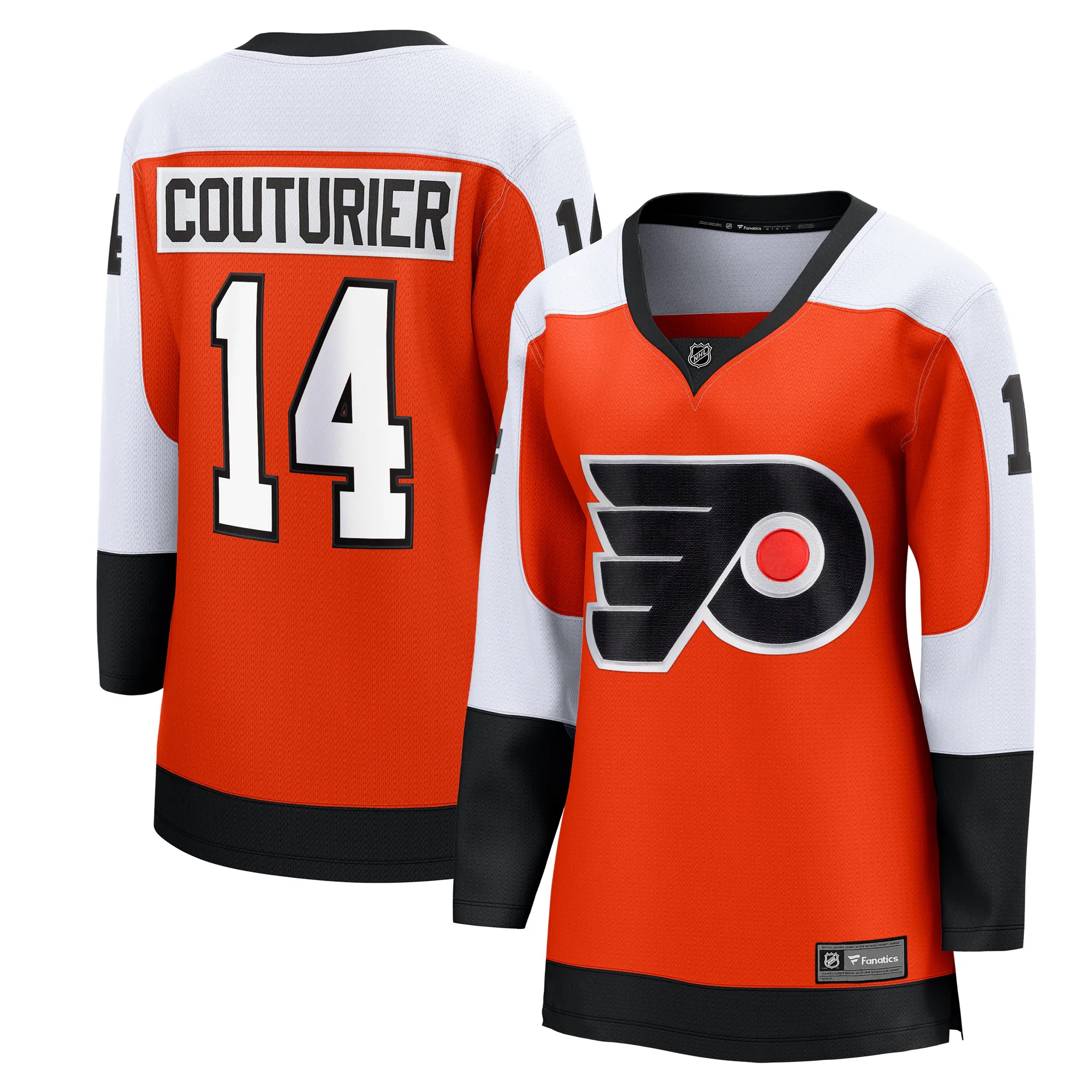 Hunk Wear - Sean Couturier Philadelphia Flyers Fanatics Women's Home Breakaway Player Jersey - Orange