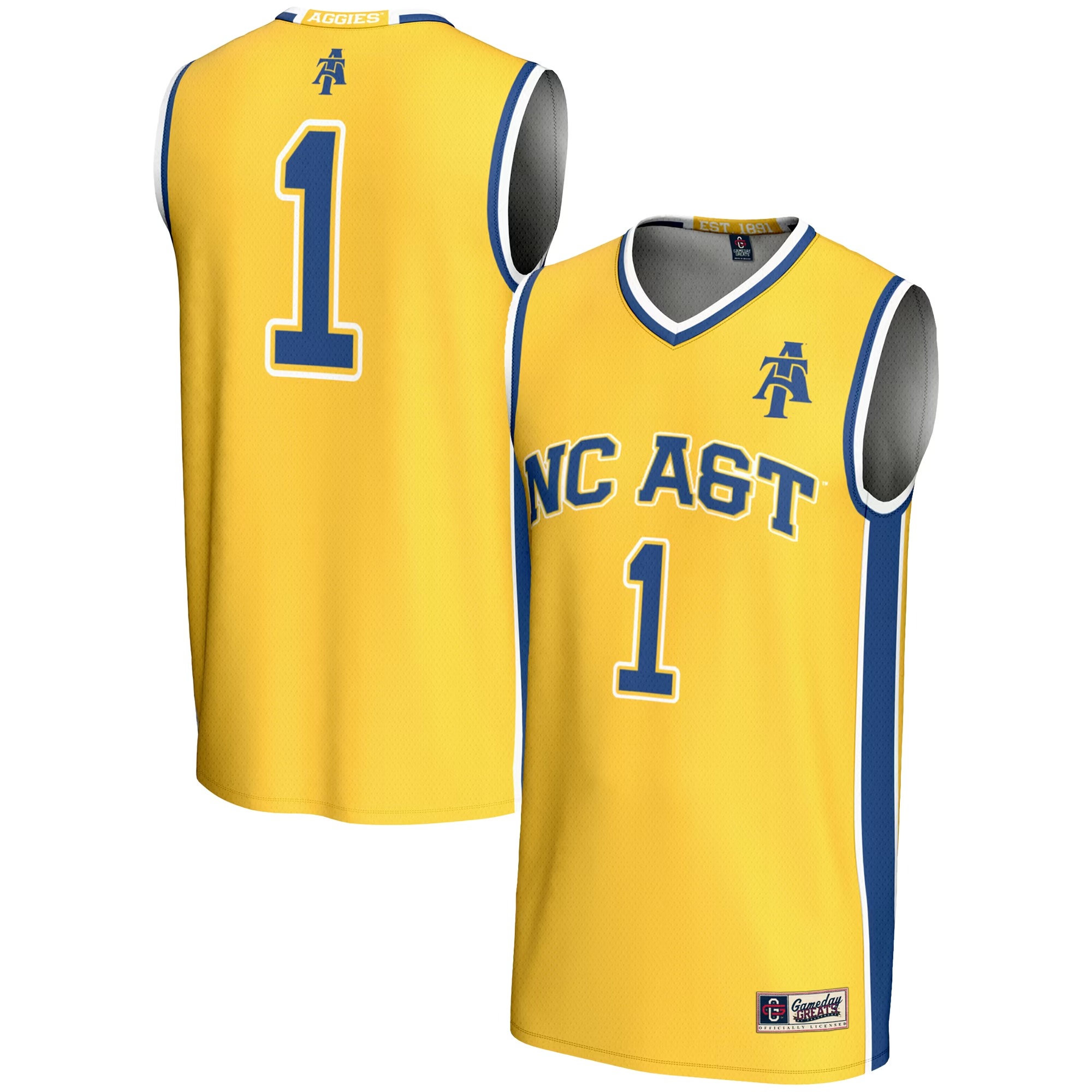 Hunk Wear - #1 North Carolina A&T Aggies GameDay Greats Youth Lightweight Basketball Jersey - Gold