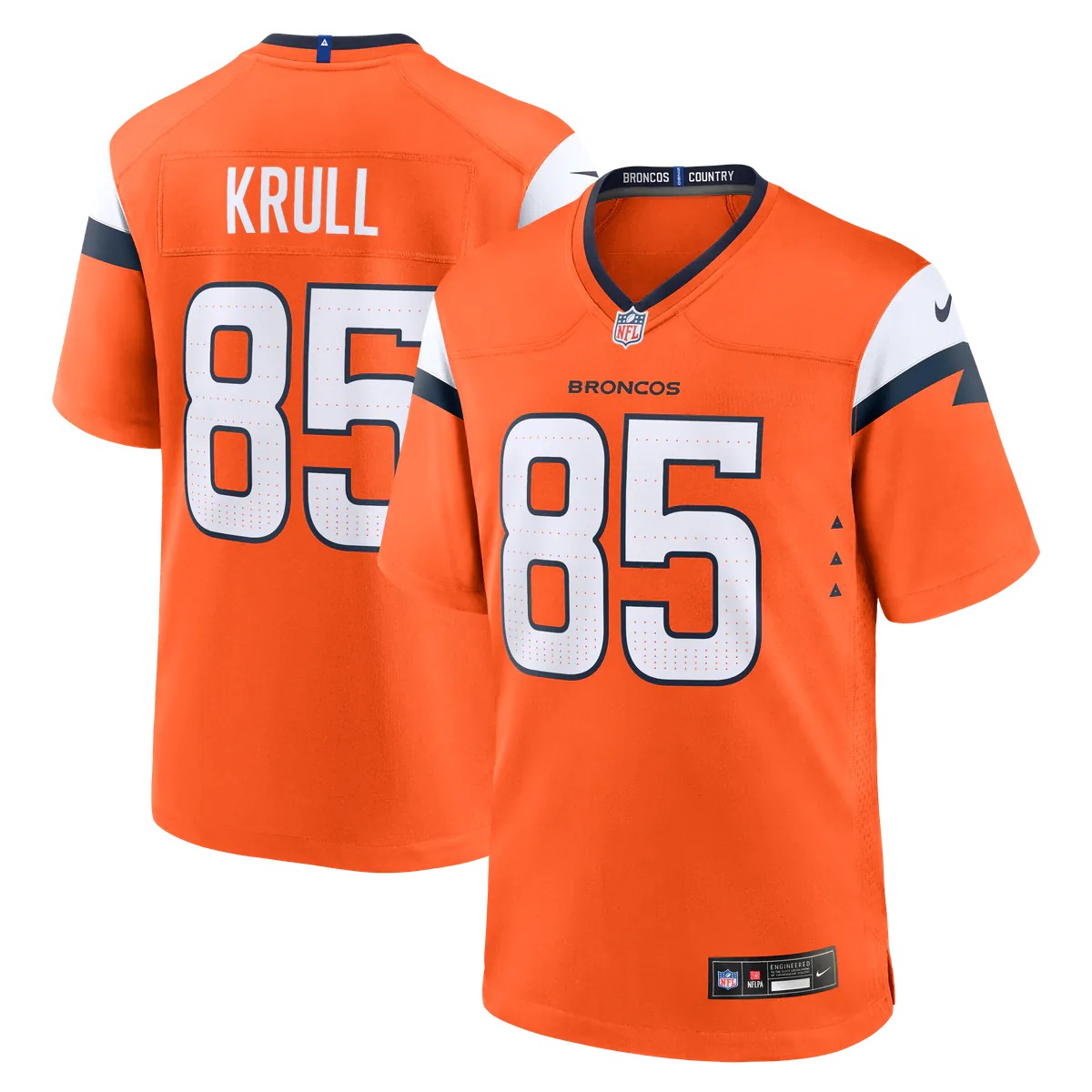 Hunk Wear - Lucas Krull Denver Broncos Nike Team Game Jersey - Orange
