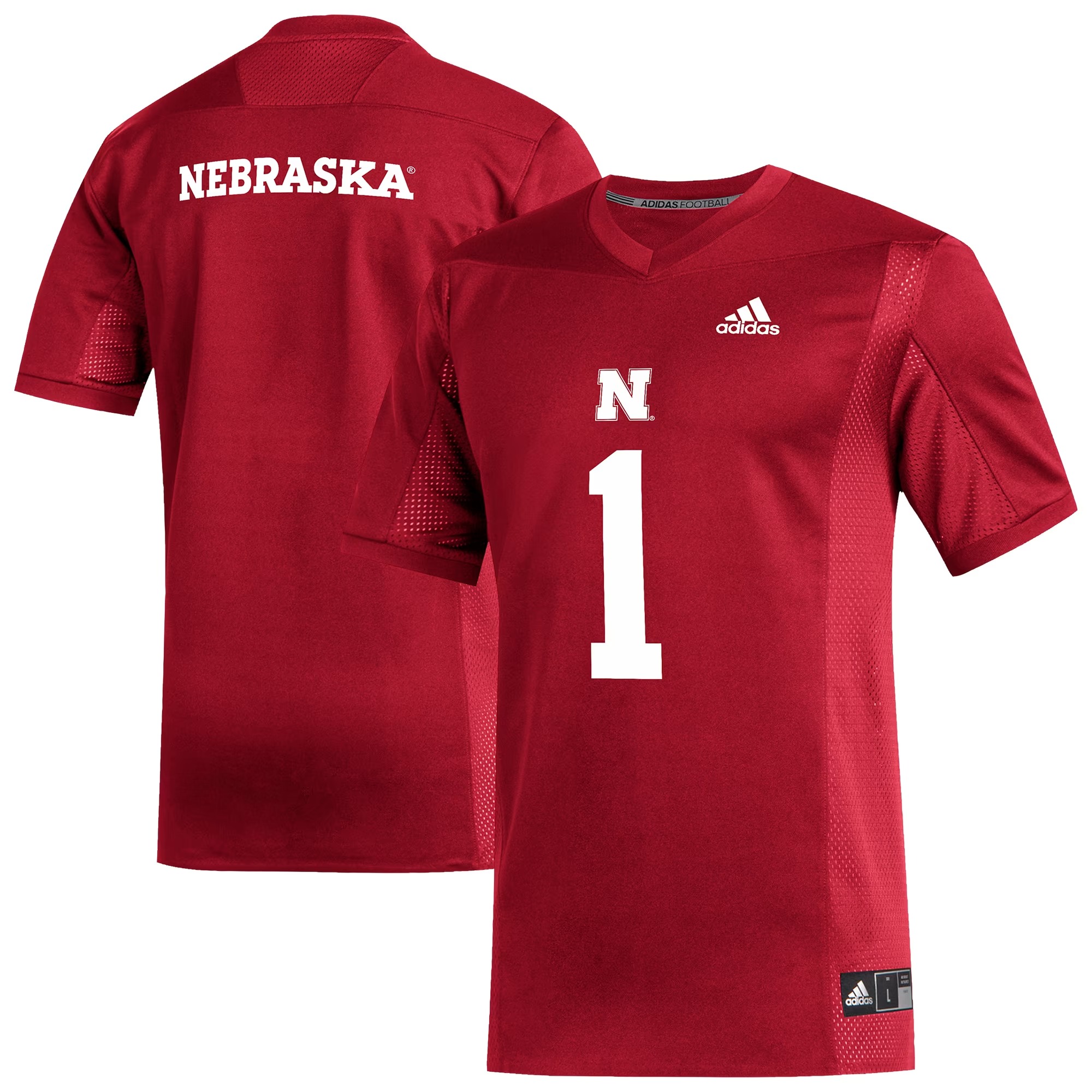 Hunk Wear - #1 Nebraska Huskers adidas Replica Football Jersey - Scarlet