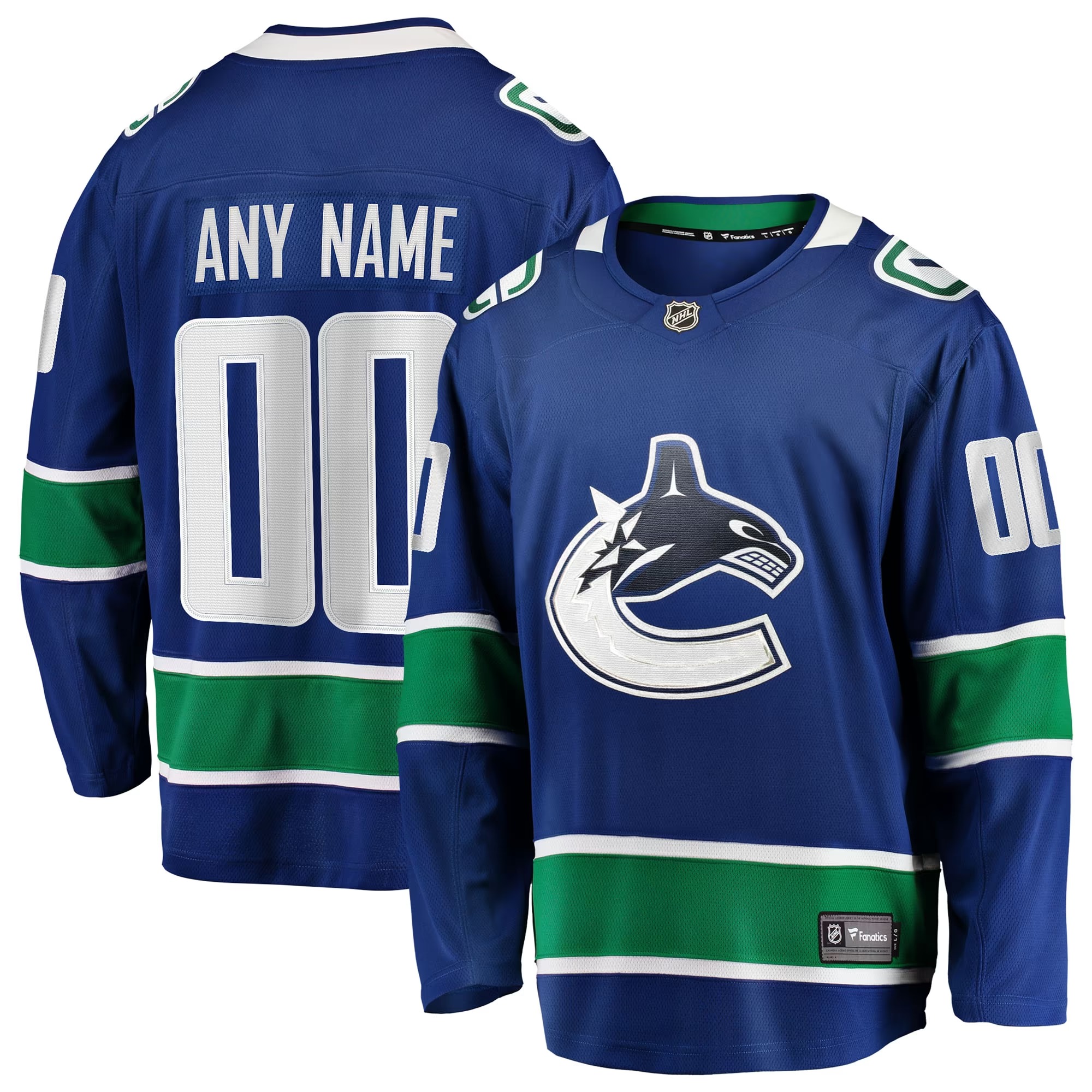 Hunk Wear - Vancouver Canucks Fanatics Home Team Breakaway Custom Jersey - Blue