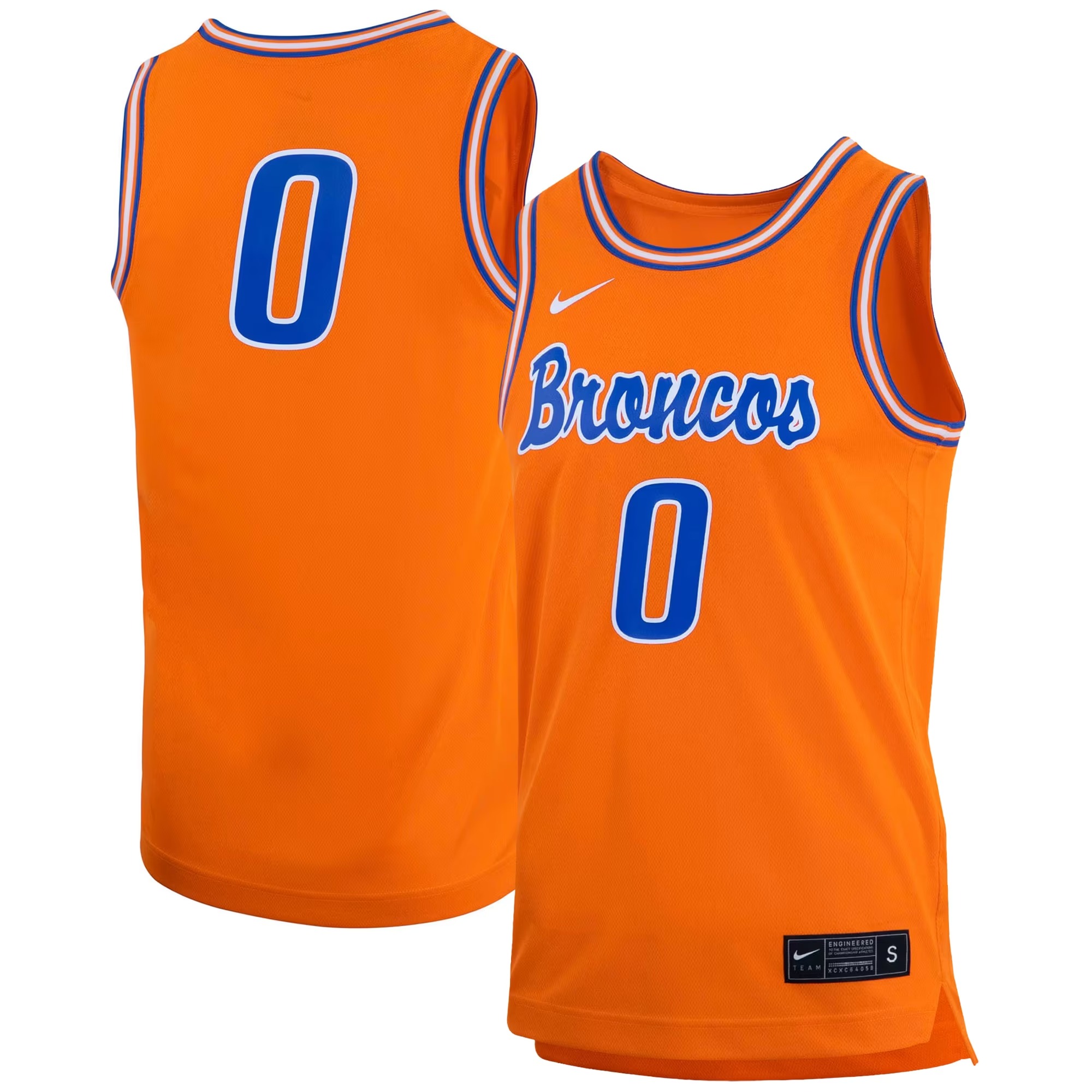 Hunk Wear - #0 Boise State Broncos Nike Retro Replica Basketball Jersey - Orange