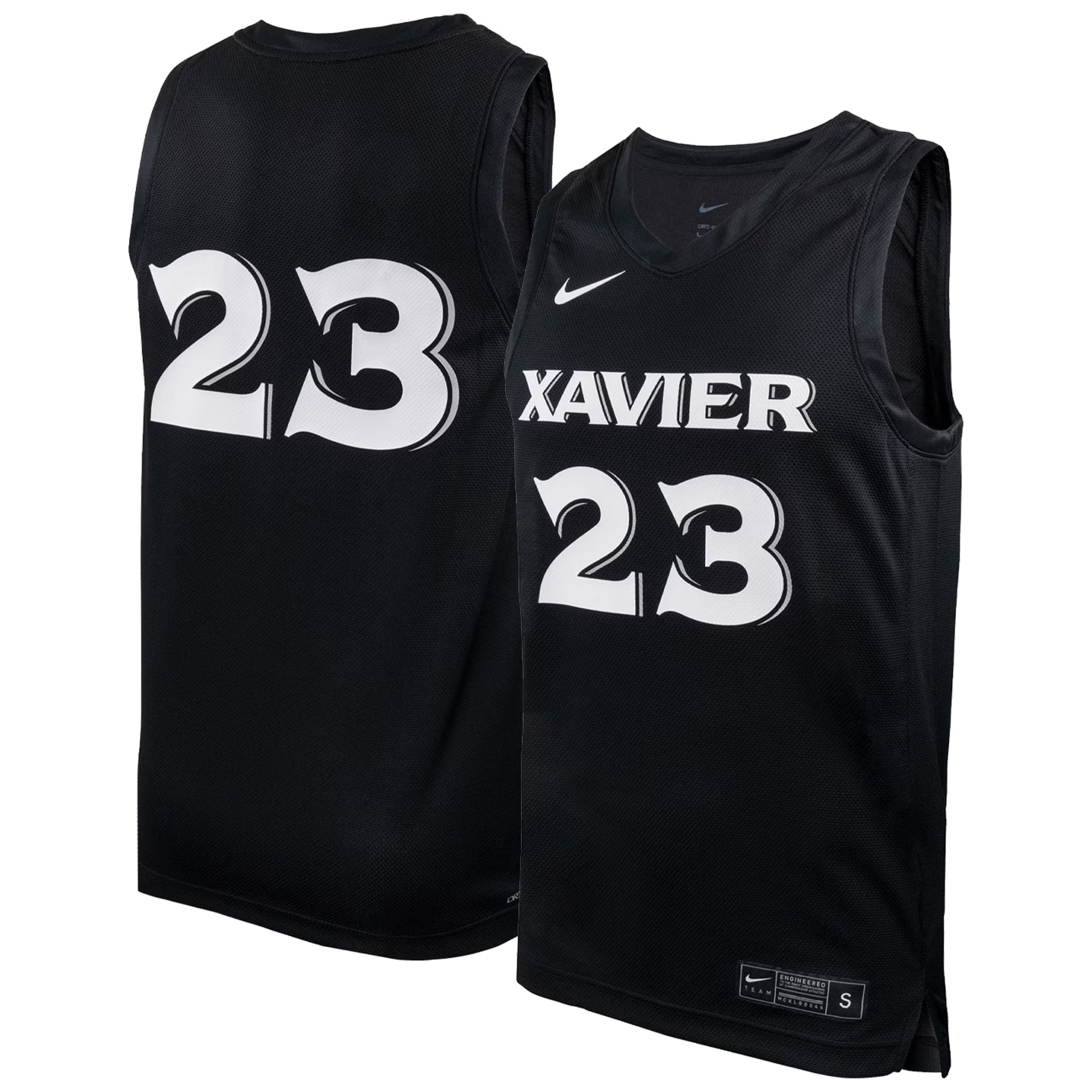 Hunk Wear - #23 Xavier Musketeers Nike Replica Basketball Jersey - Black
