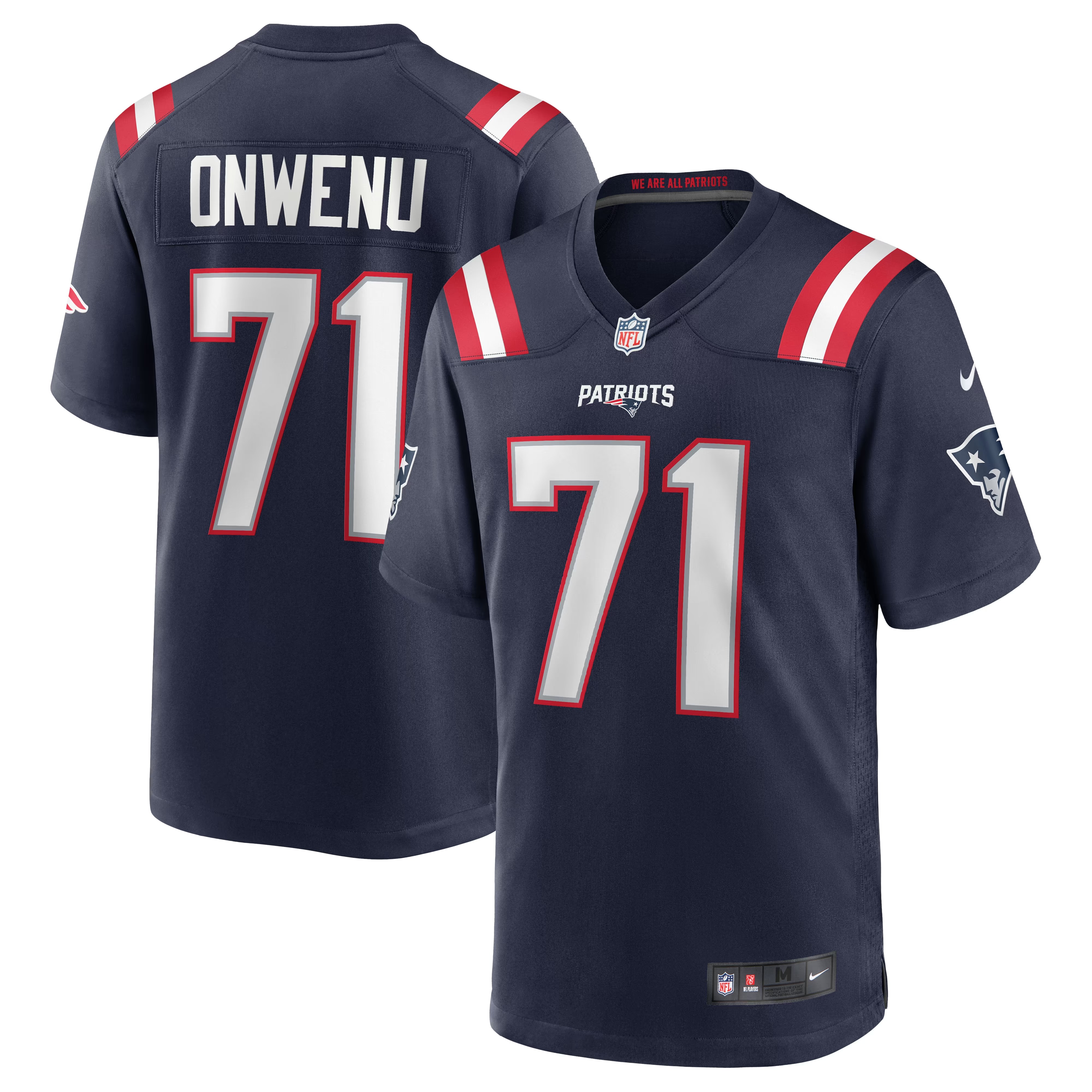Hunk Wear - Mike Onwenu New England Patriots Nike Team Game Jersey - Navy
