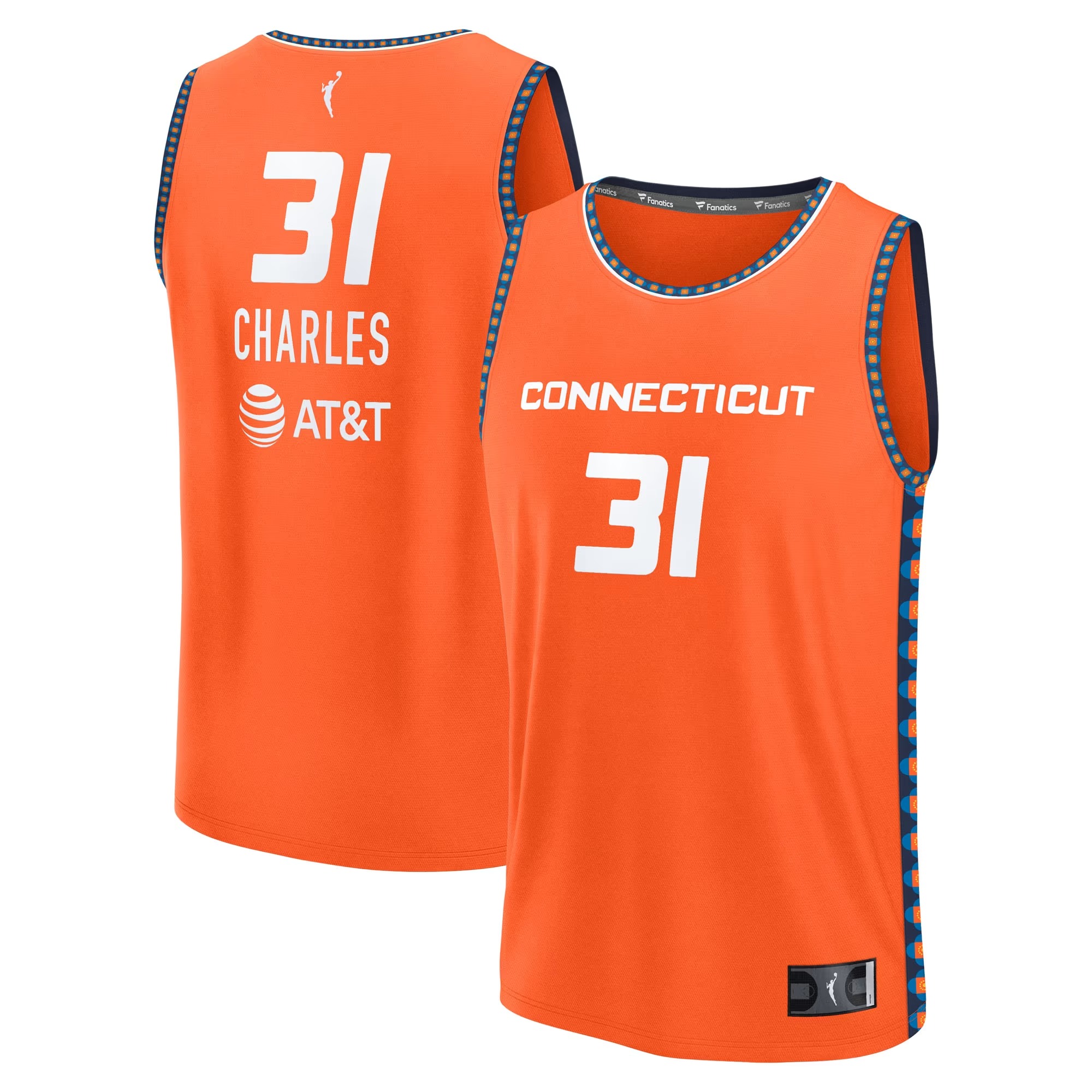 Hunk Wear - Tina Charles Connecticut Sun Fanatics Unisex Explorer Edition Fast Break Replica Jersey - Orange