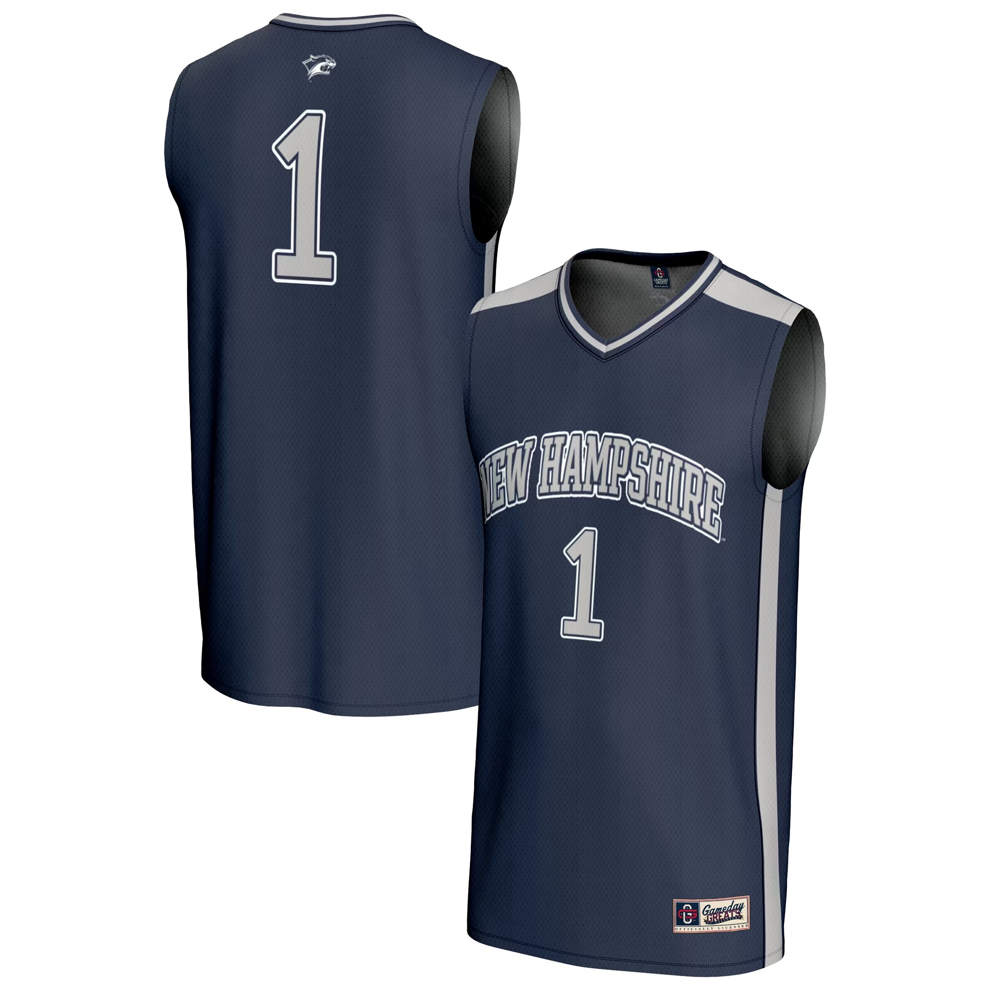 Hunk Wear - #1 New Hampshire Wildcats GameDay Greats Youth Lightweight Collegiate Basketball Fashion Jersey - Navy