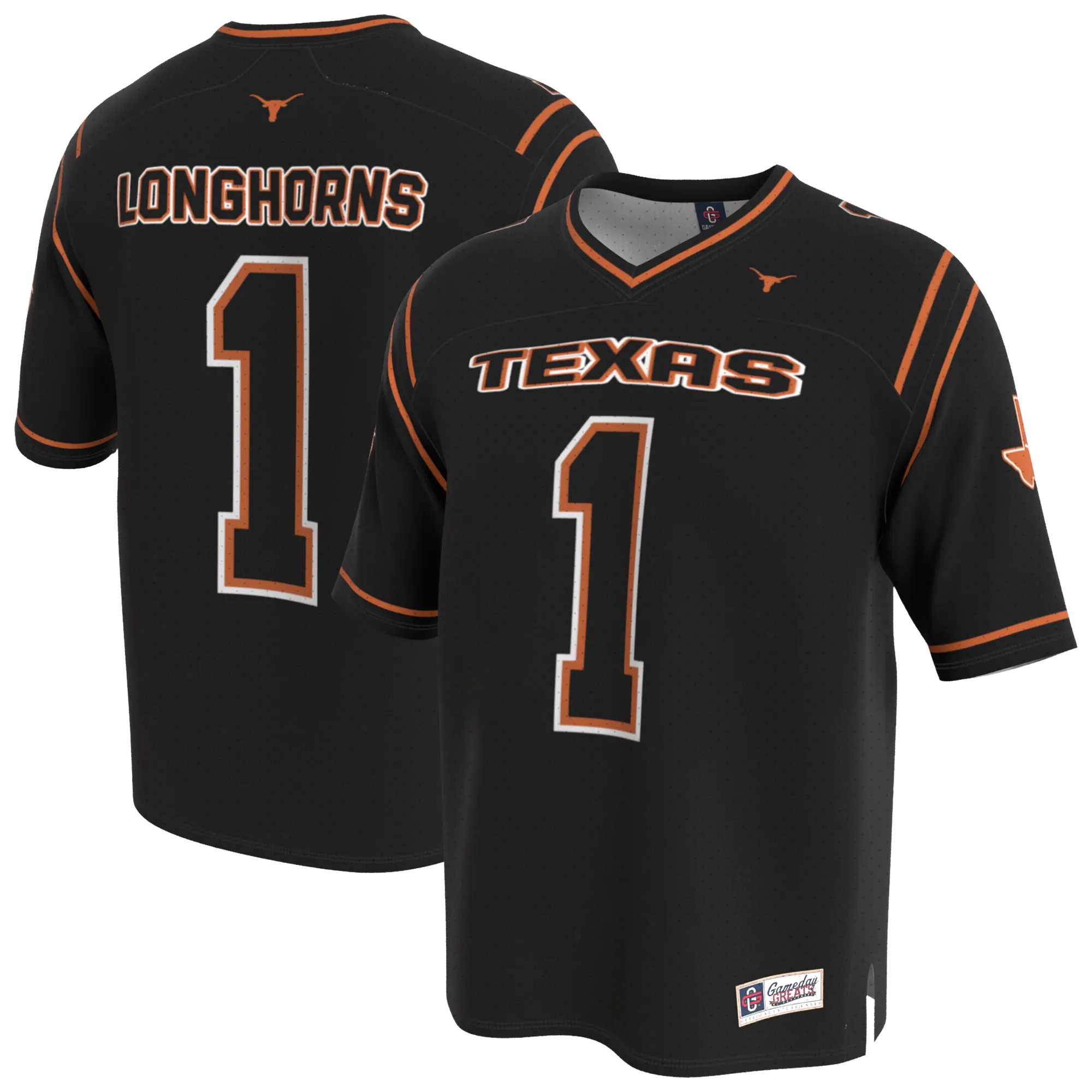 Hunk Wear - Texas Longhorns GameDay Greats Youth Lightweight Football Fashion Jersey - Black