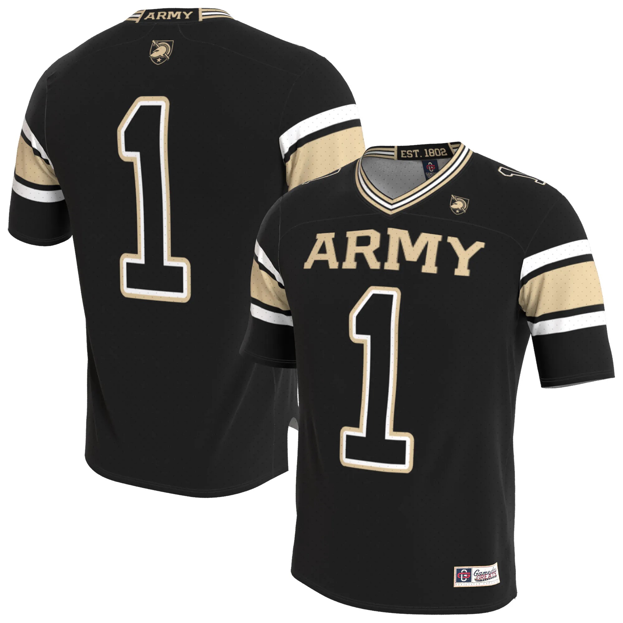 Hunk Wear - Army Black Knights GameDay Greats Unisex Lightweight Collegiate Football Blackout Fashion Jersey - Black