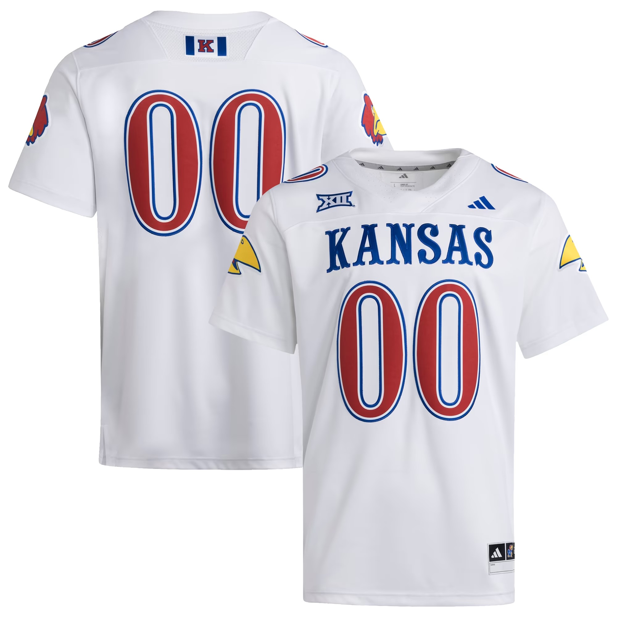 Hunk Wear - #00 Kansas Jayhawks adidas Premier Strategy Jersey - White