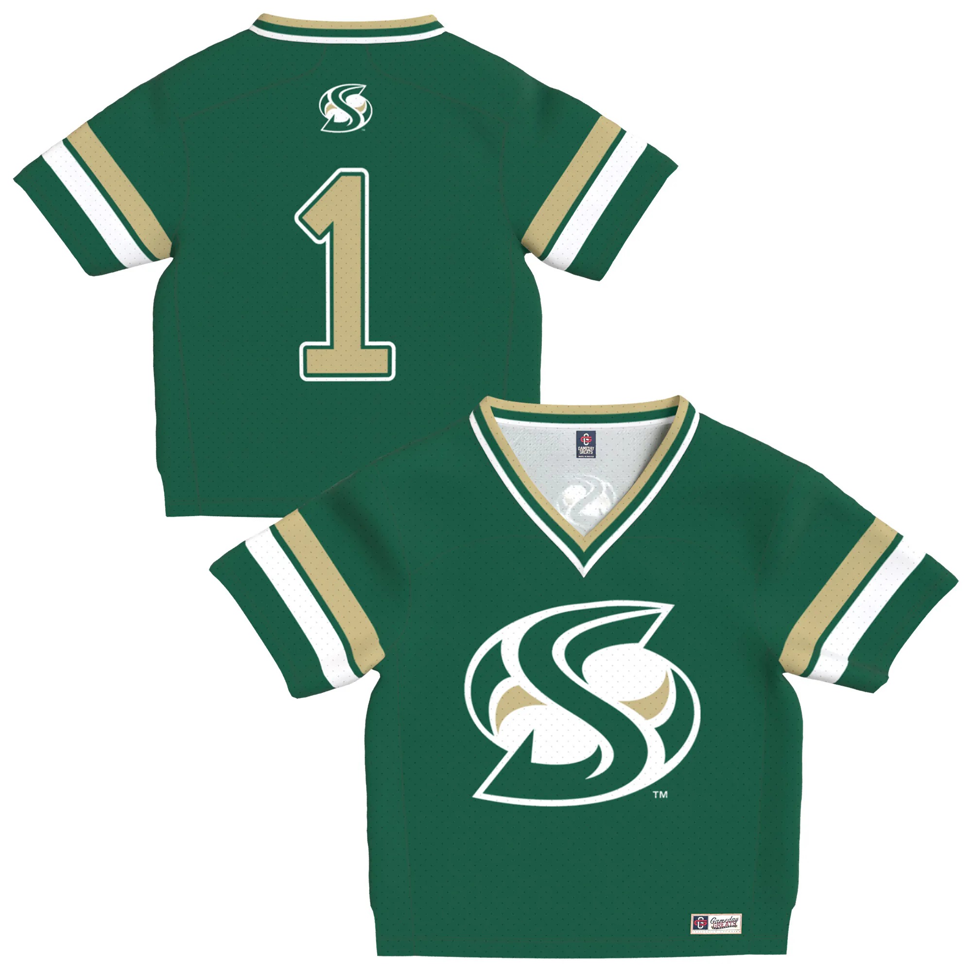 Hunk Wear - Sacramento State Hornets GameDay Greats Toddler Lightweight Collegiate Football Fashion Jersey - Green
