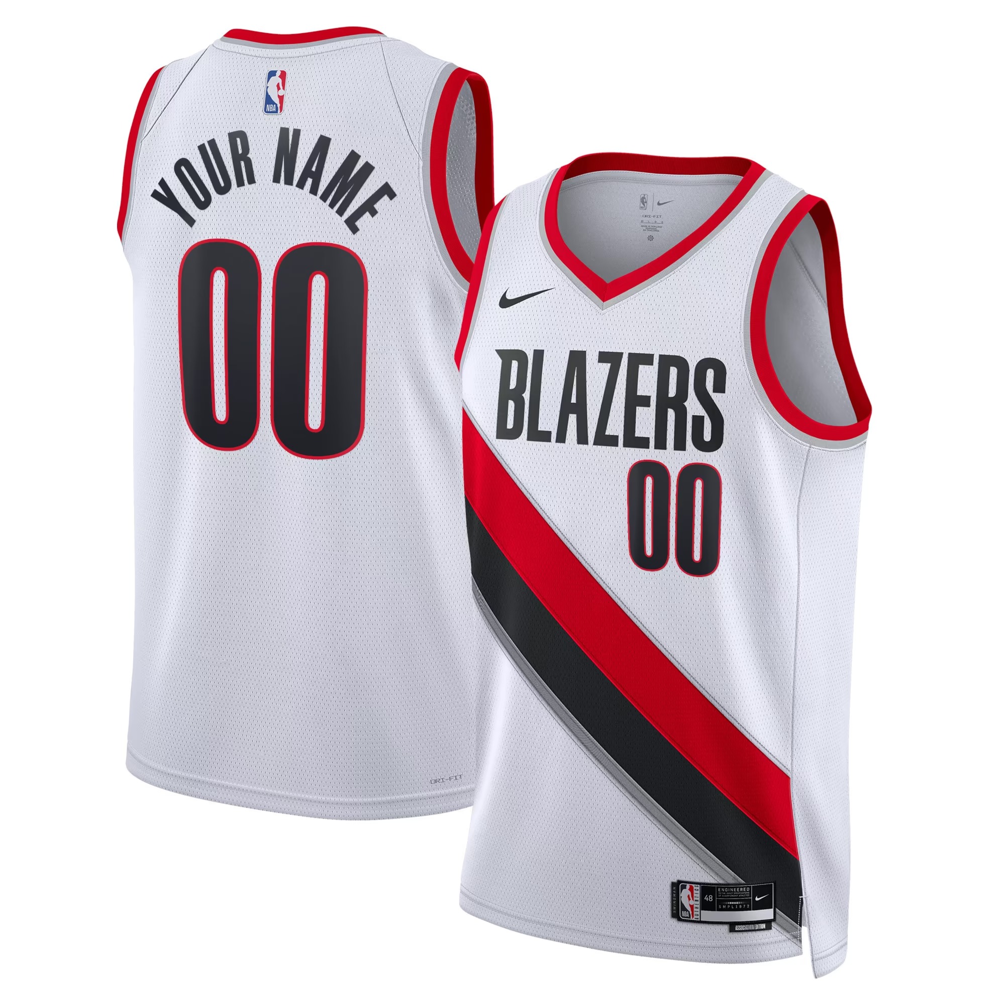Hunk Wear - Portland Trail Blazers Nike Unisex Swingman Custom Jersey White - Association Edition
