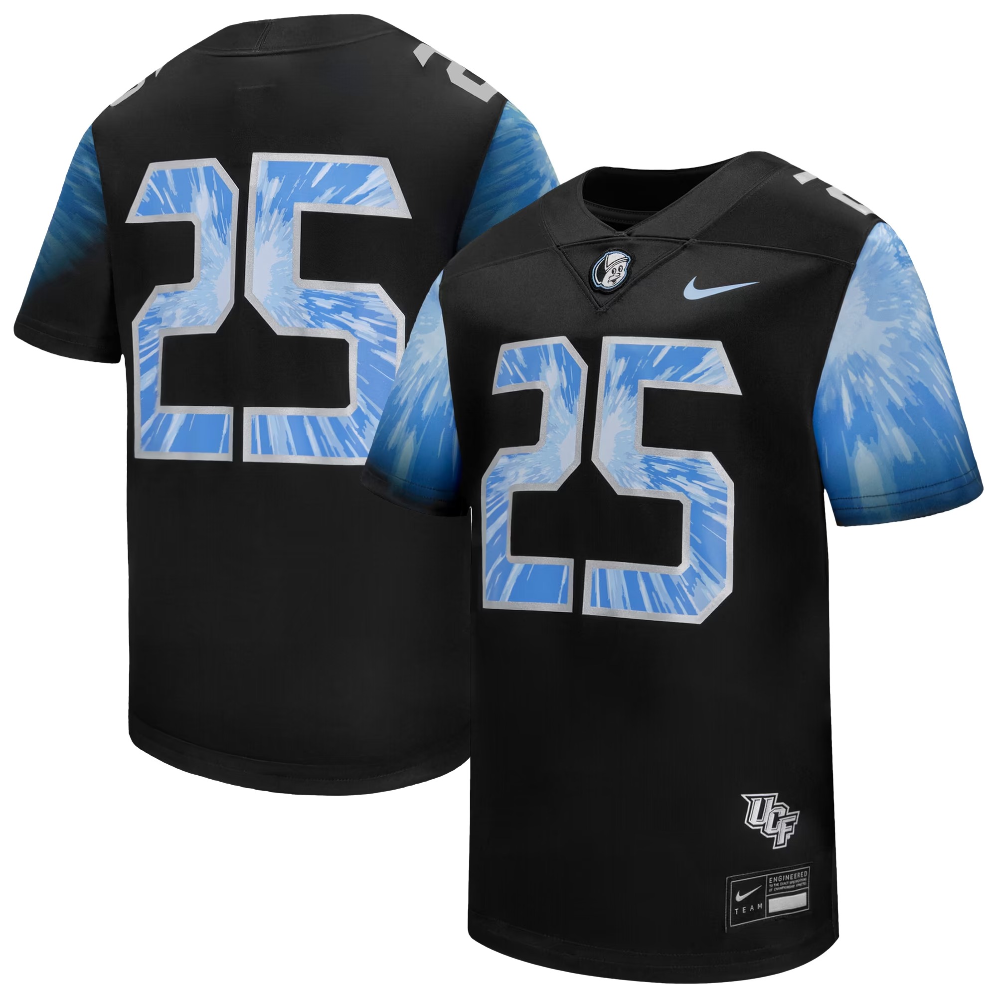 Hunk Wear - #25 UCF Knights Nike Youth 2025 Space Game Football Game Jersey - Black