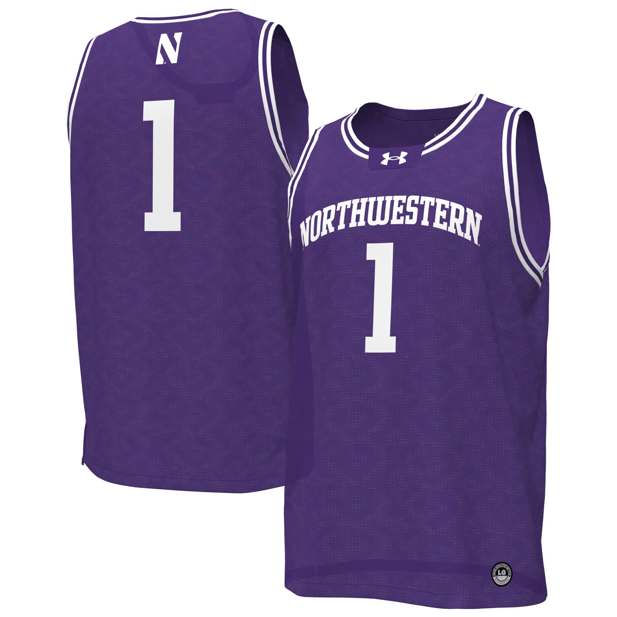 Hunk Wear - #1 Northwestern Wildcats Under Armour Replica Basketball Jersey - Purple