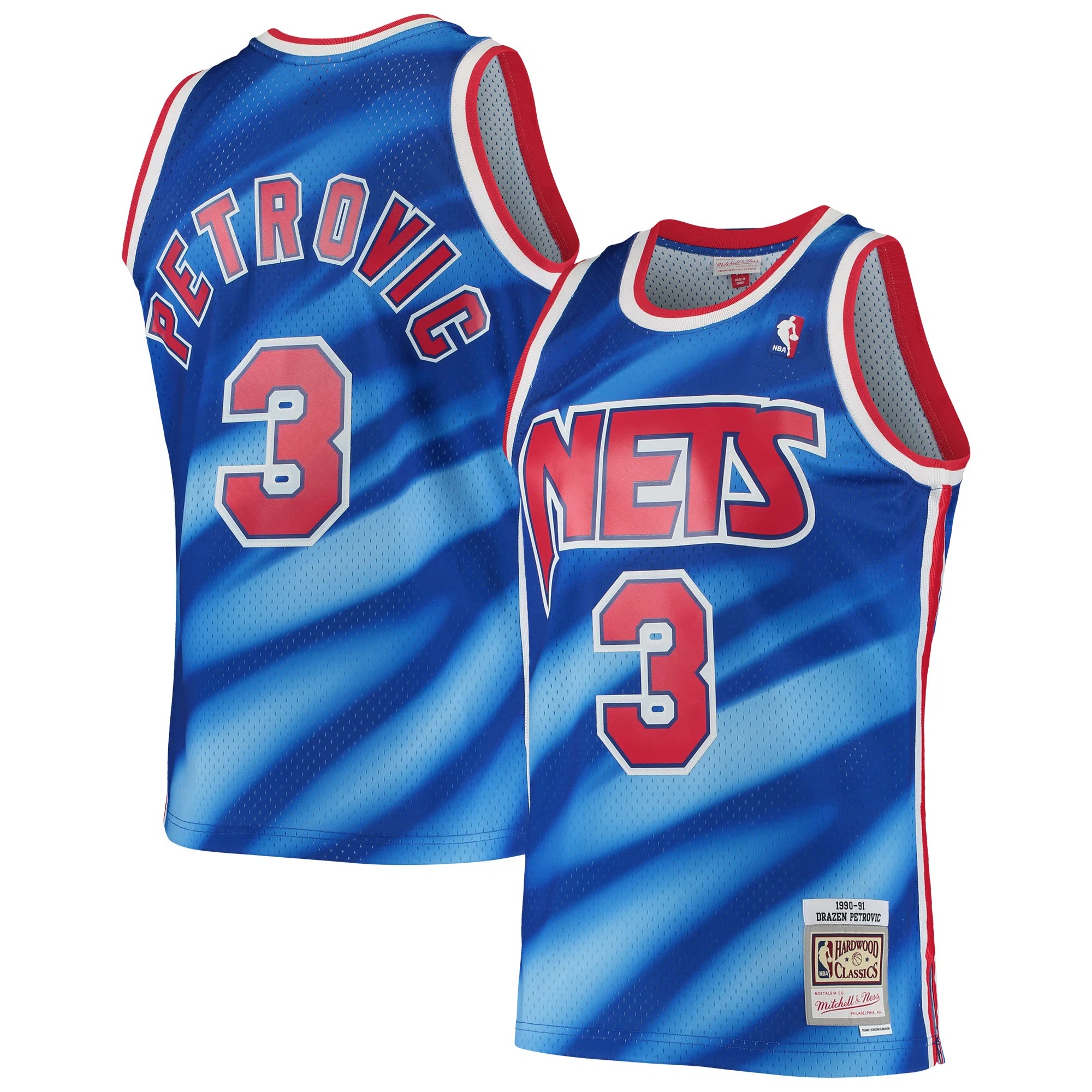 Hunk Wear - Drazen Petrovic New Jersey Nets Mitchell & Ness 1990_91 Hardwood Classics Swingman Jersey - Blue