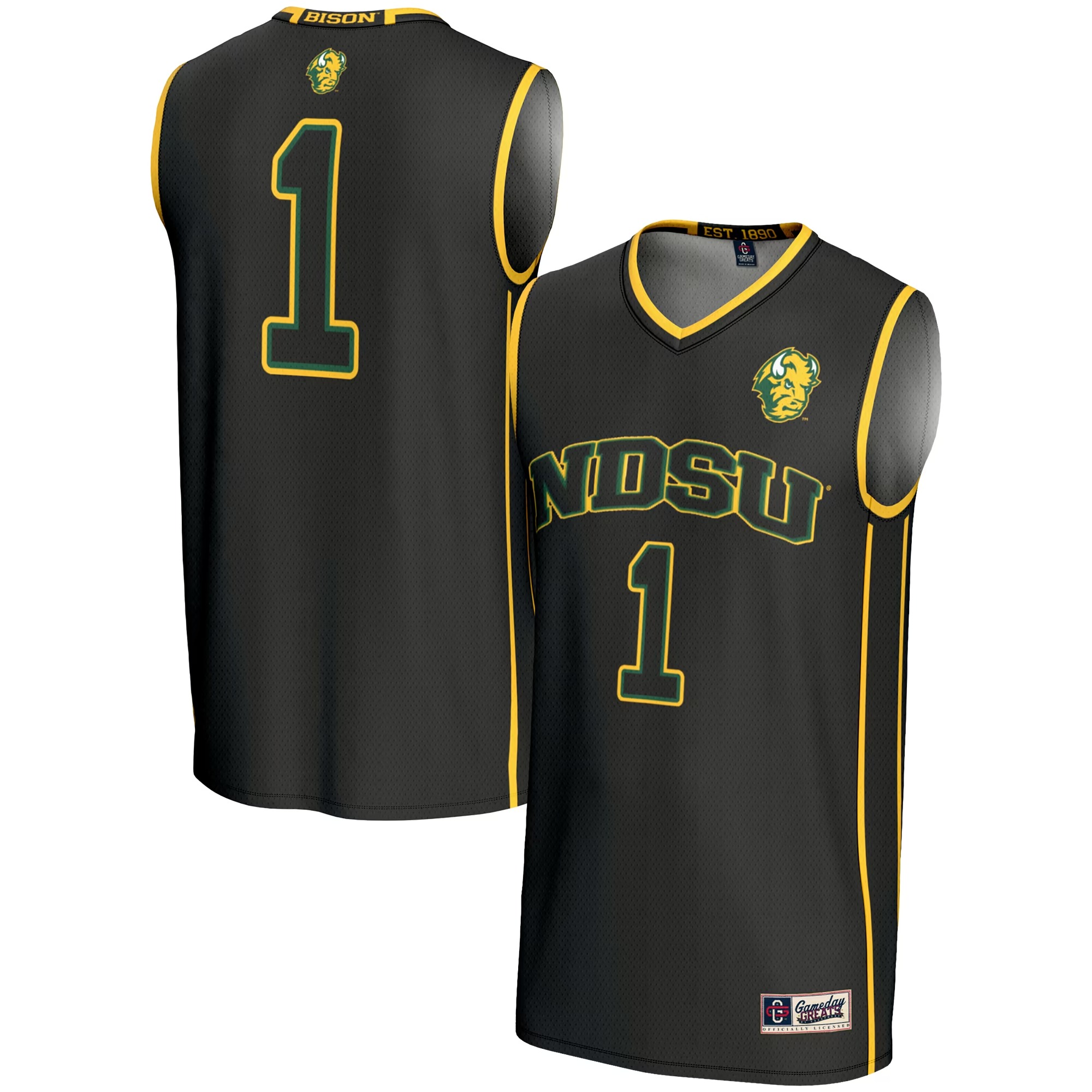 Hunk Wear - #1 NDSU Bison GameDay Greats Unisex Lightweight Basketball Jersey - Black