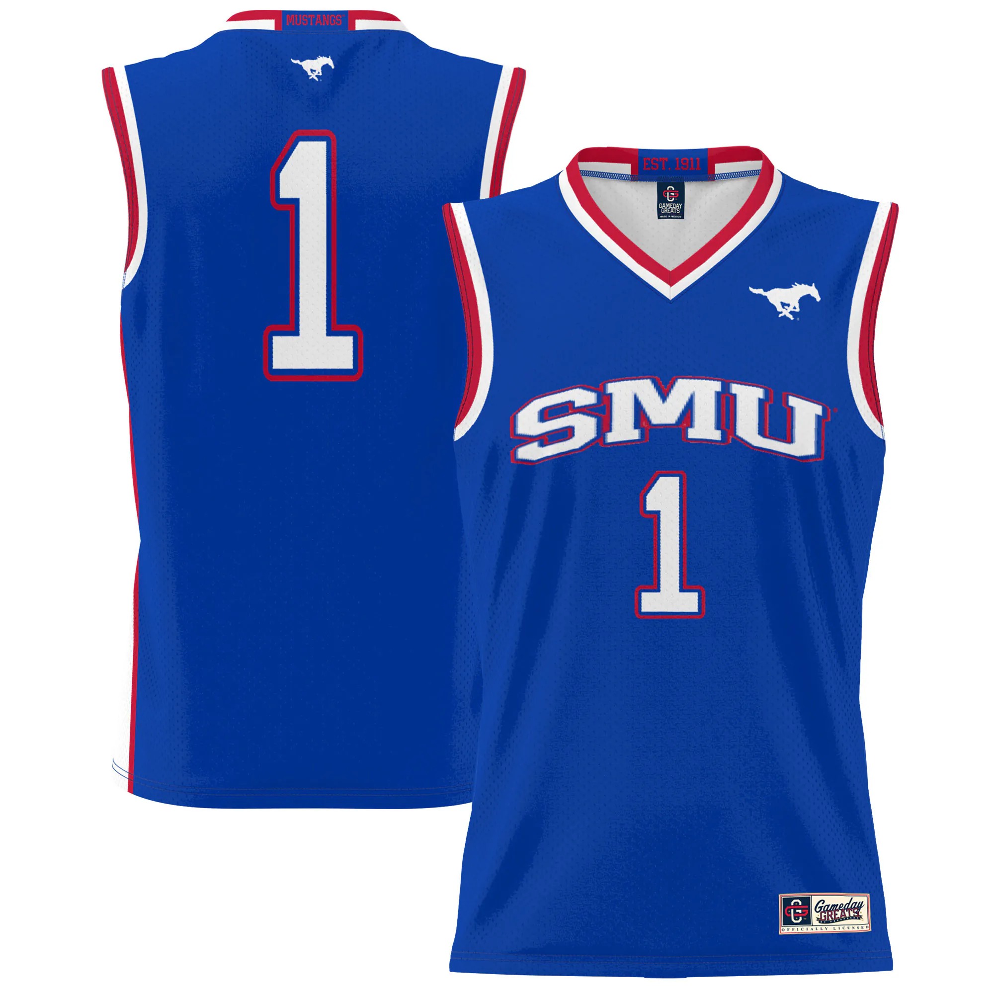Hunk Wear - #1 SMU Mustangs GameDay Greats Unisex Lightweight Basketball Jersey - Royal