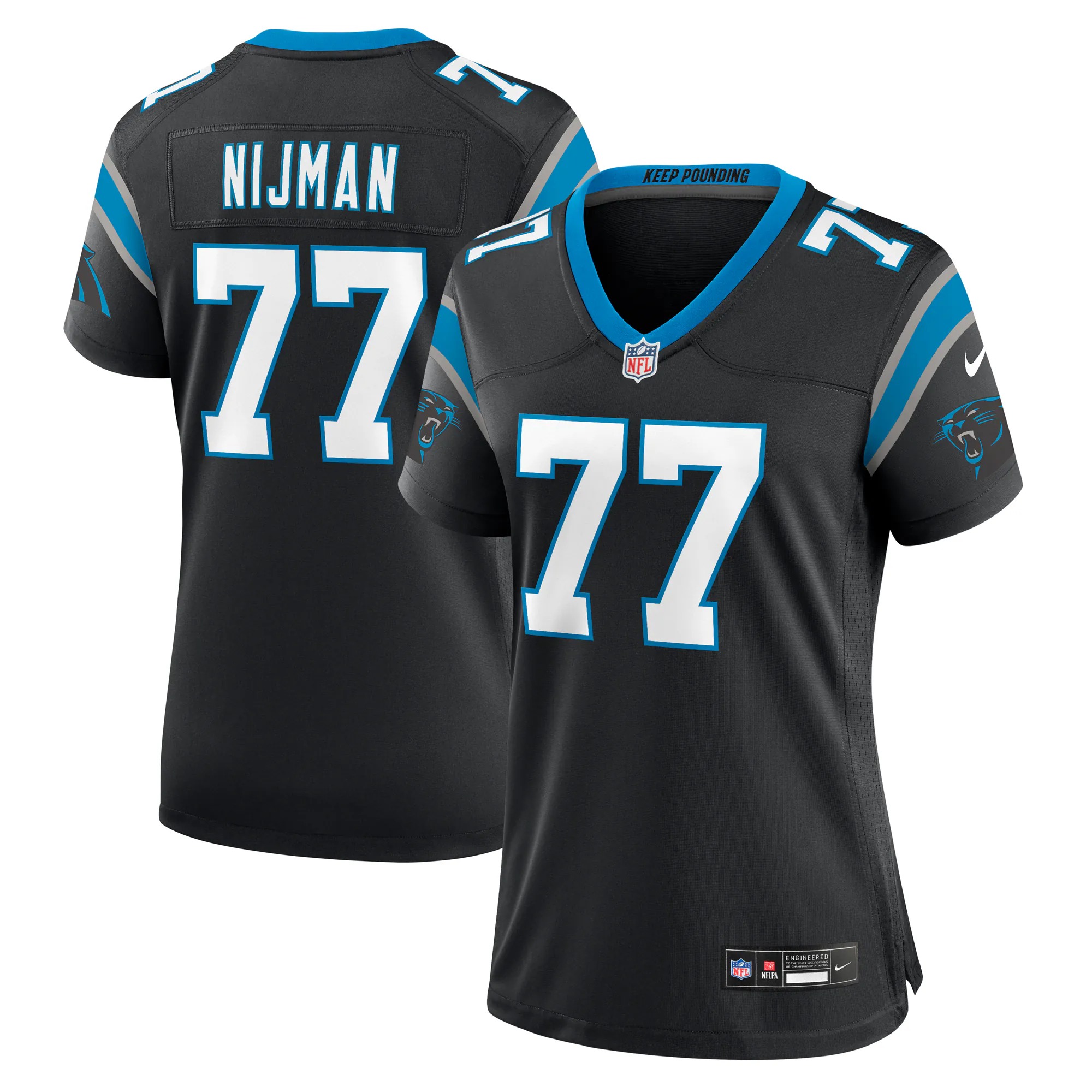 Hunk Wear - Yosh Nijman Carolina Panthers Nike Women's Game Jersey - Black
