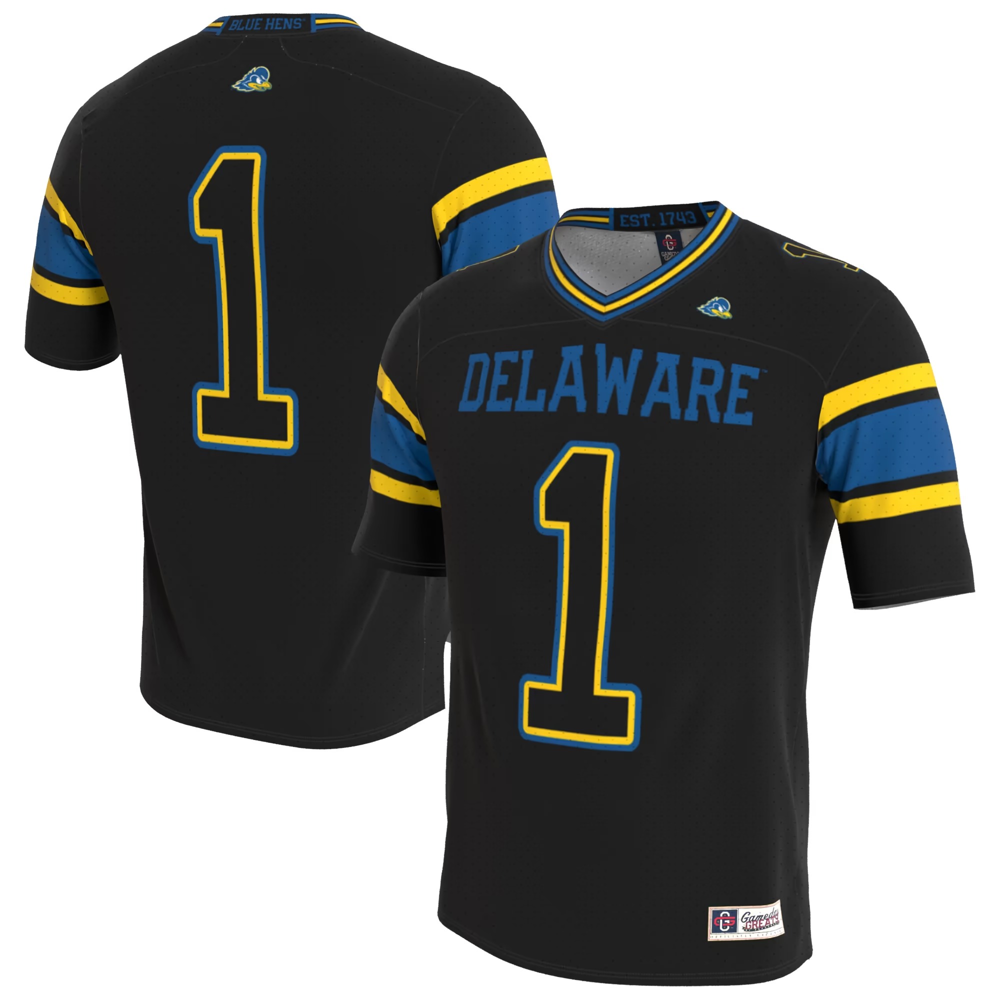 Hunk Wear - Delaware Fightin' Blue Hens GameDay Greats Unisex Lightweight Collegiate Football Blackout Fashion Jersey