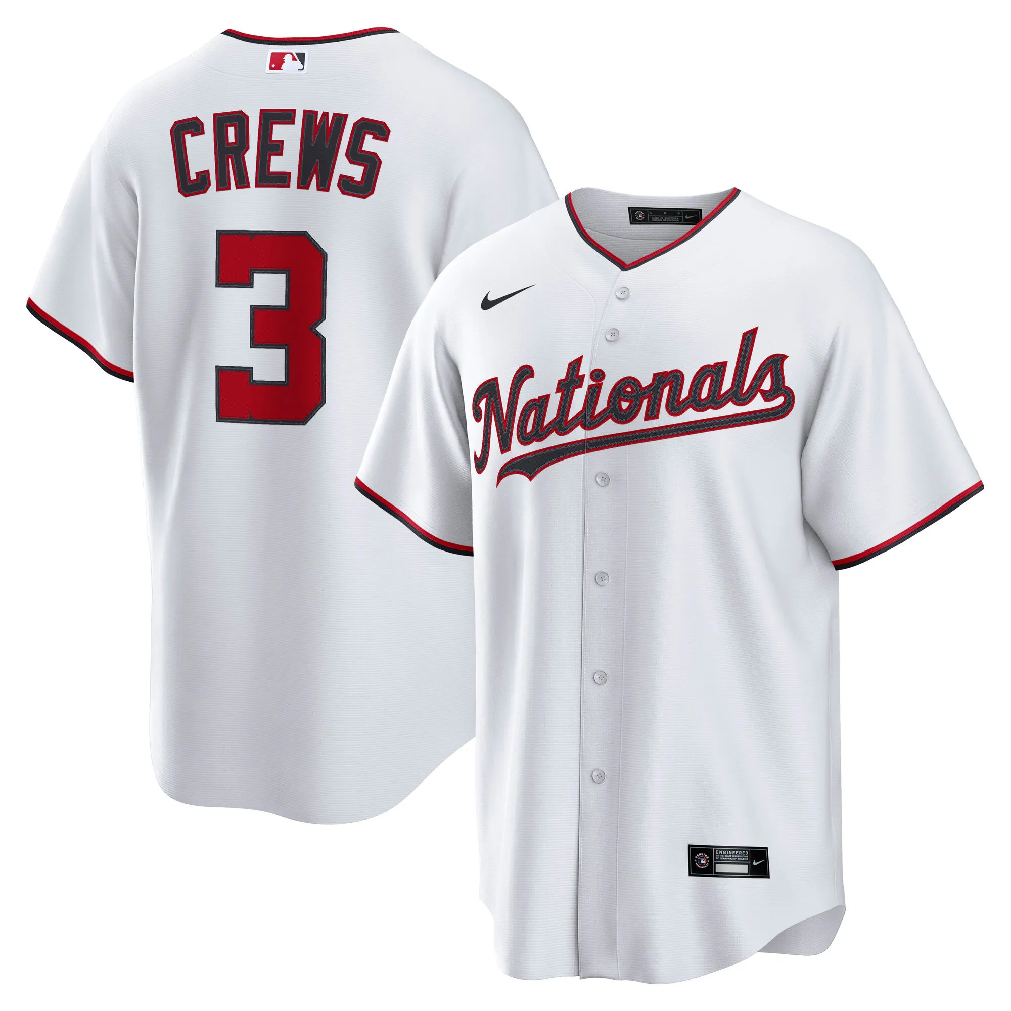 Hunk Wear - Dylan Crews Washington Nationals Nike Home Replica Jersey - White