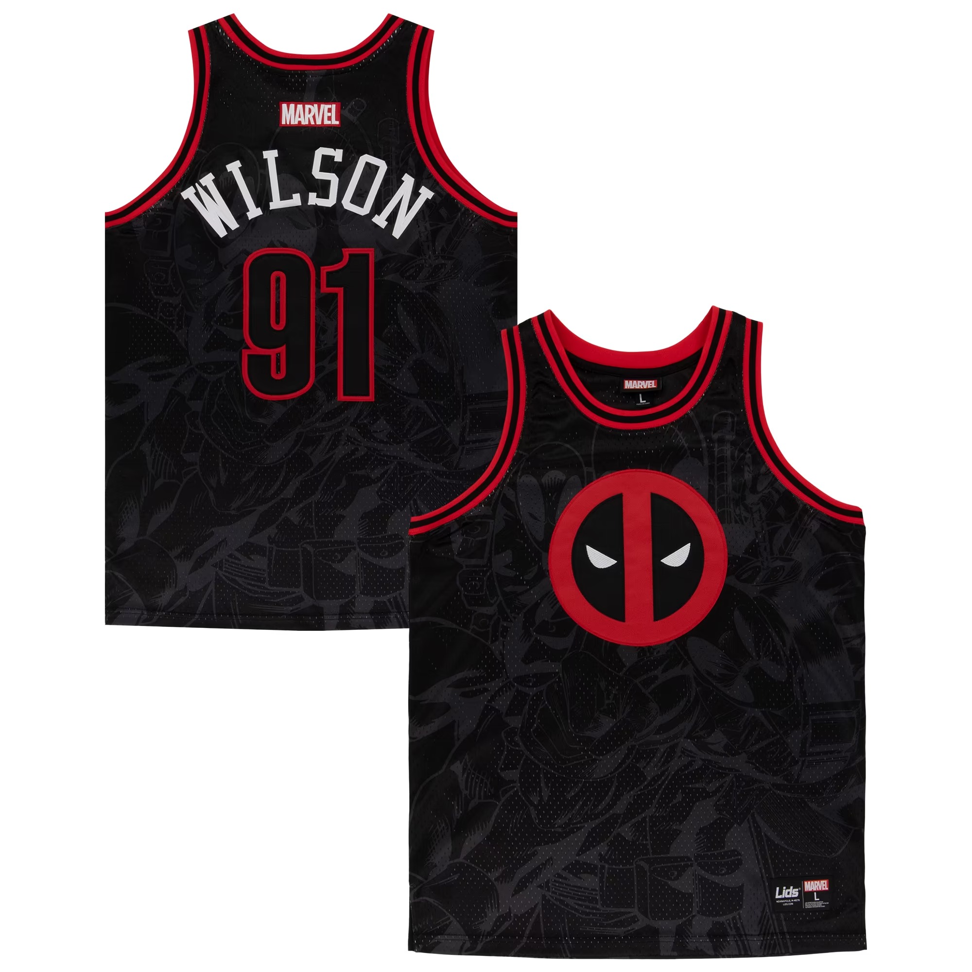 Hunk Wear - Deadpool Lids Basketball Jersey - Black