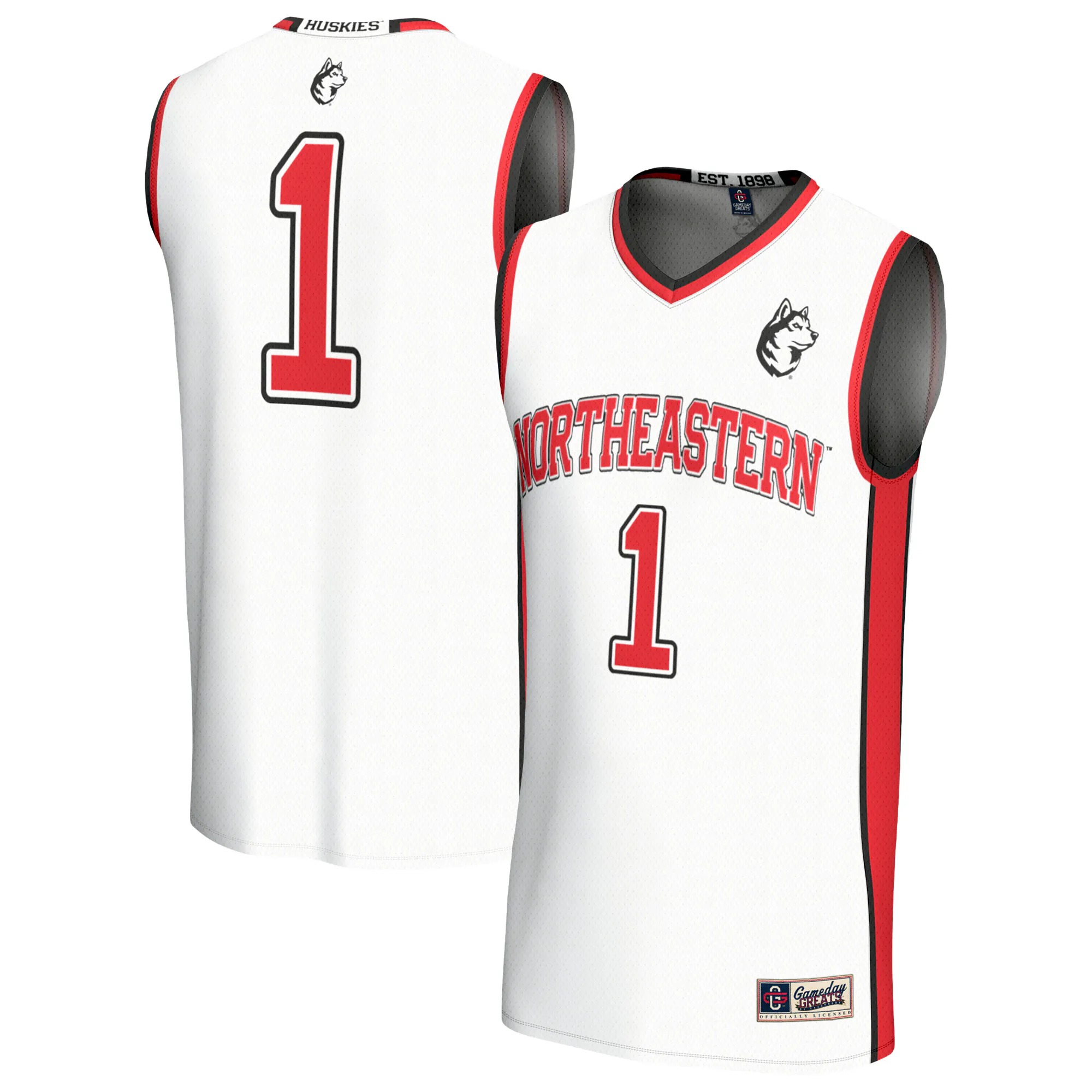 Hunk Wear - #1 Northeastern Huskies GameDay Greats Youth Lightweight Collegiate Basketball Fashion Jersey - White