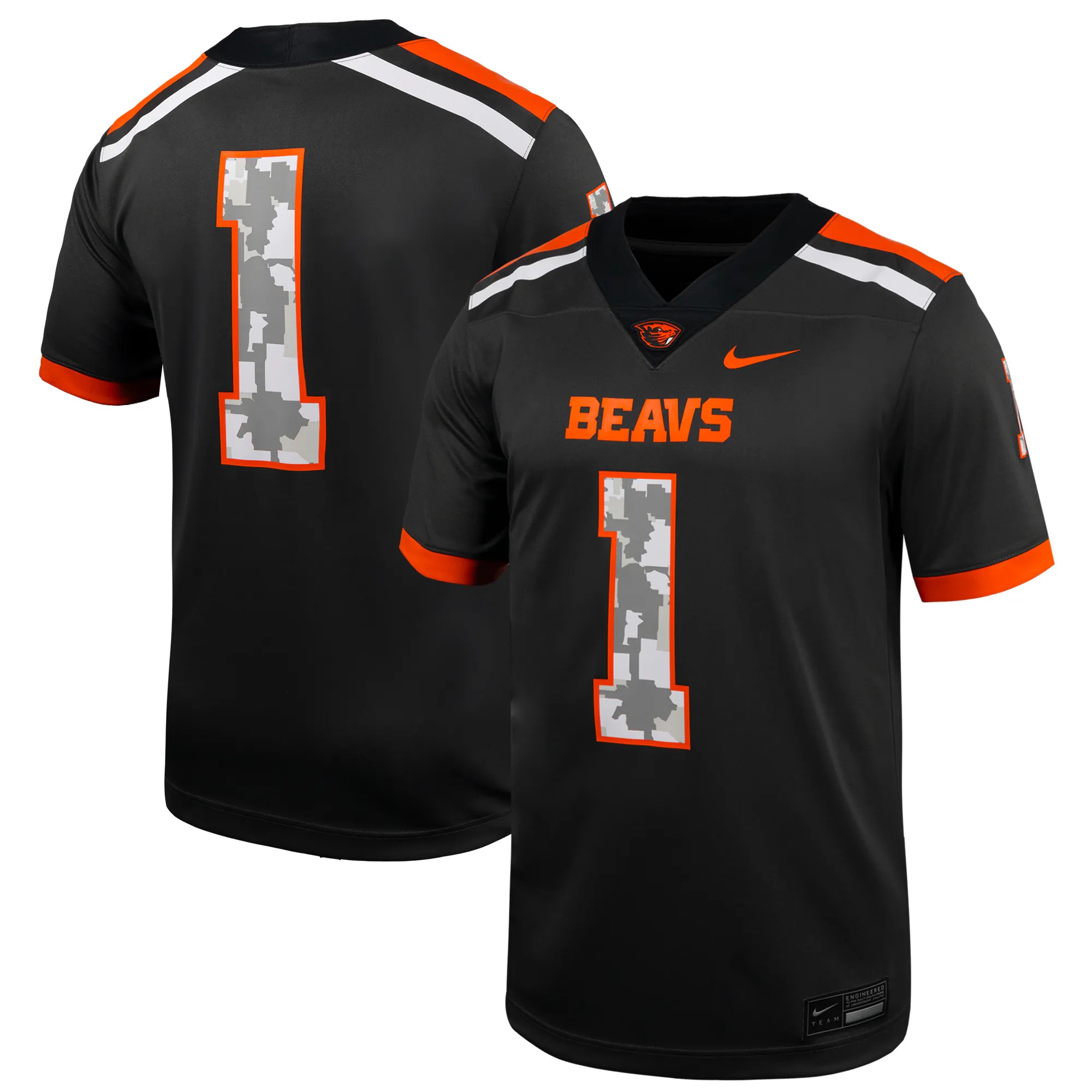 Hunk Wear - #1 Oregon State Beavers Nike Military Appreciation Untouchable Replica Football Jersey - Anthracite