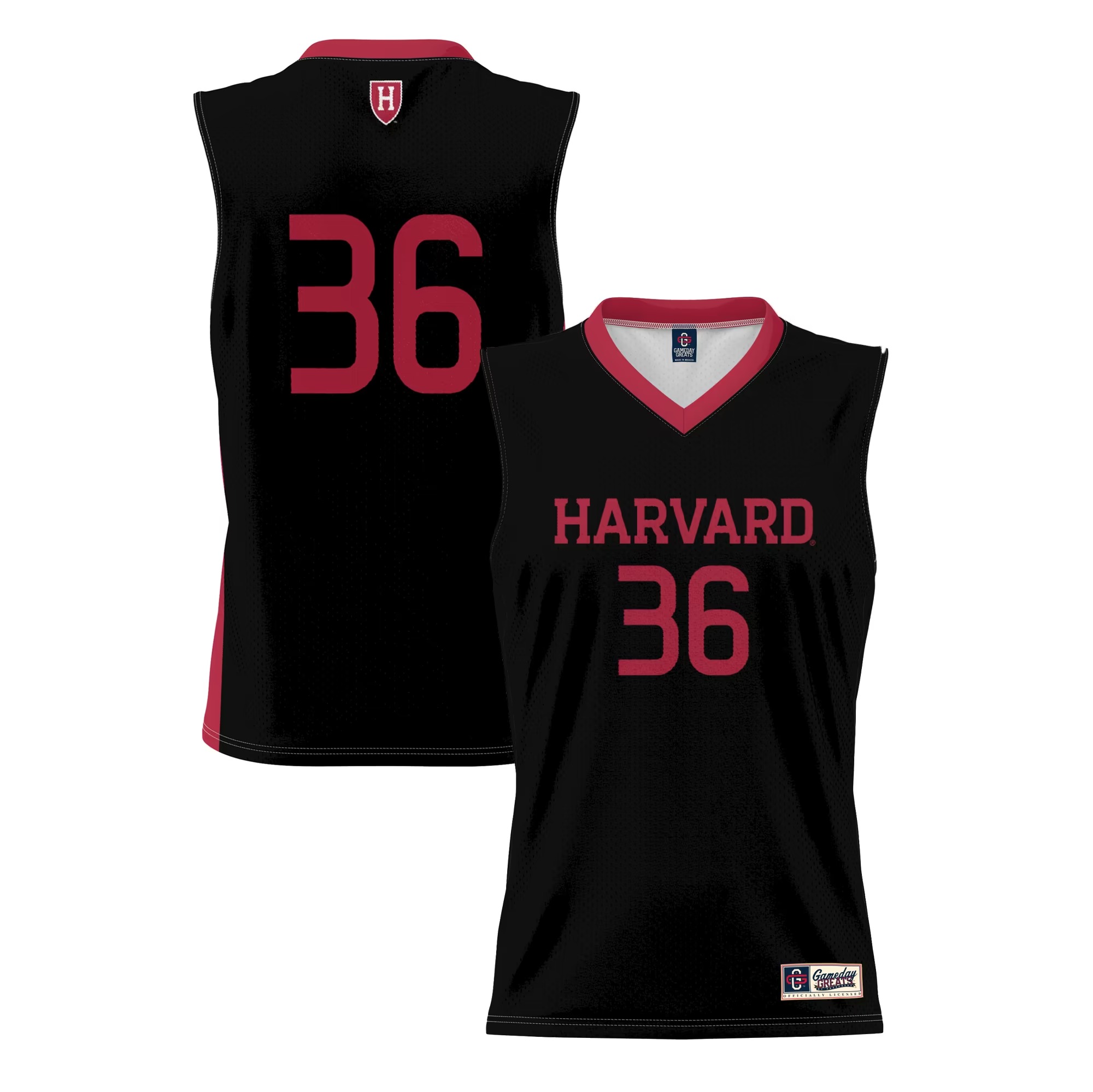 Hunk Wear - #36 Harvard Crimson GameDay Greats Lightweight Basketball Jersey - Black