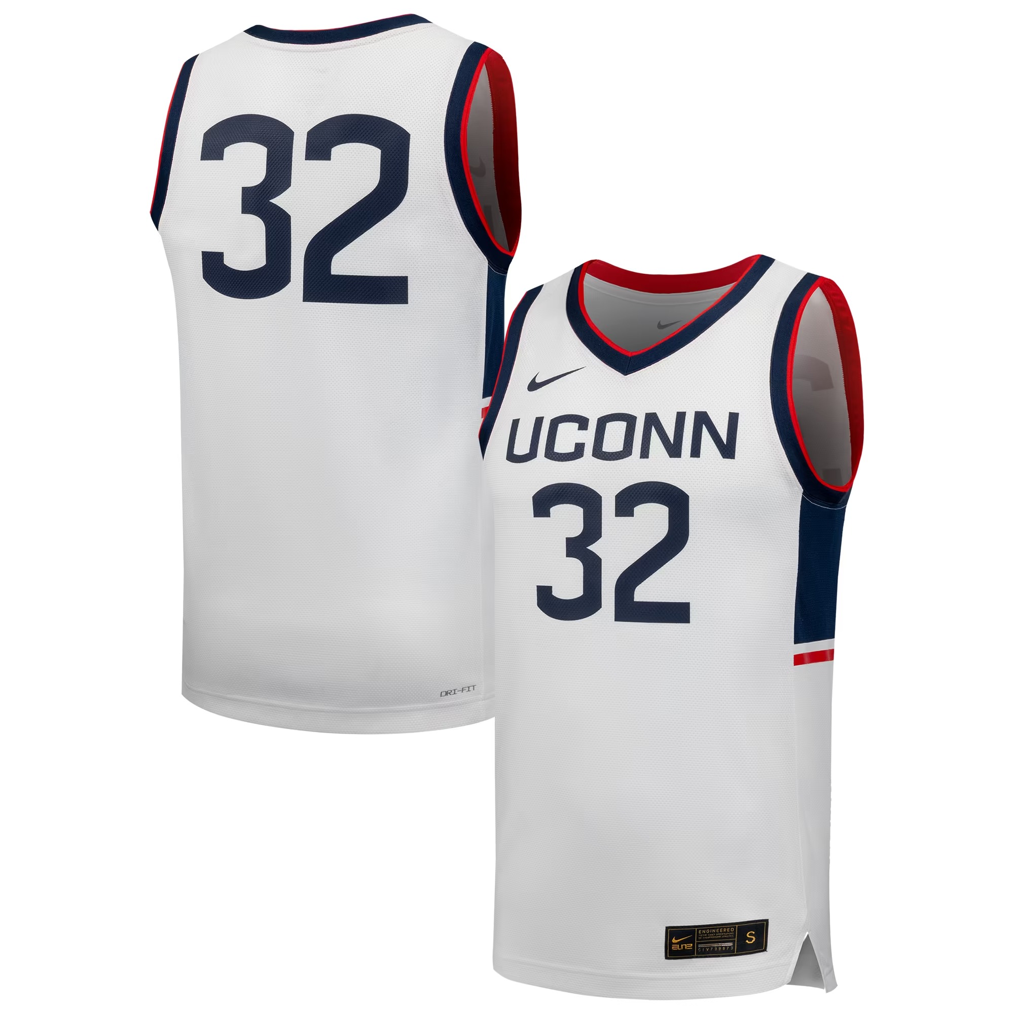 Hunk Wear - #32 UConn Huskies Nike Replica Basketball Jersey - White