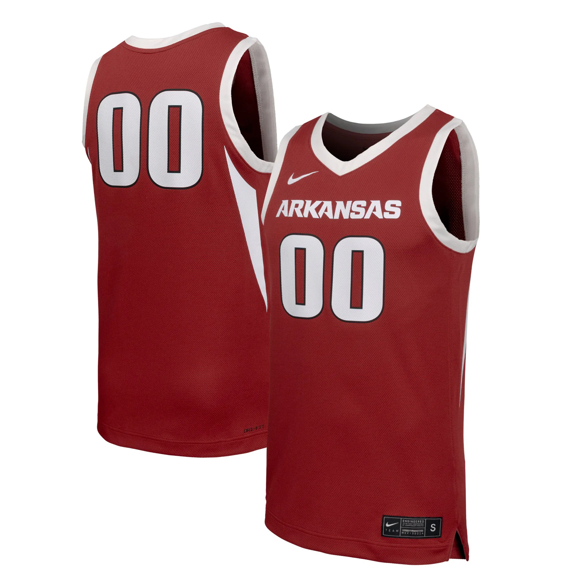 Hunk Wear - #00 Arkansas Razorbacks Nike Replica Basketball Jersey - Cardinal